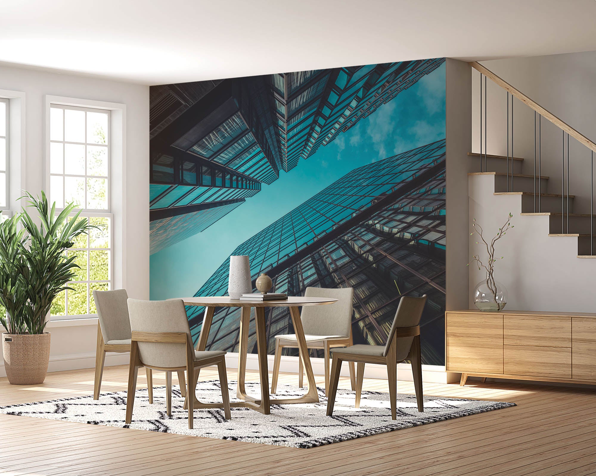 Onderaanzicht wolkenkrabbers - LW00030 Fotobehang