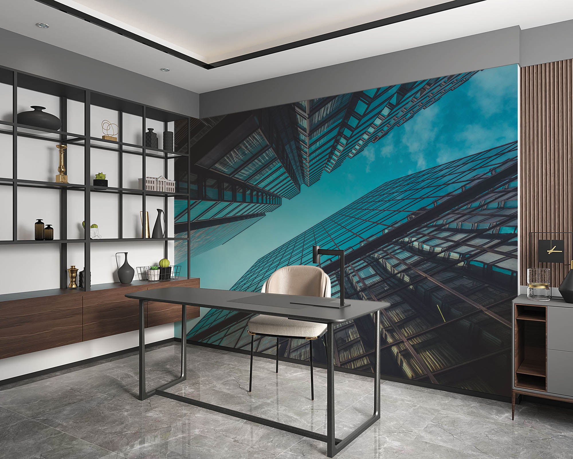 Onderaanzicht wolkenkrabbers - LW00030 Fotobehang