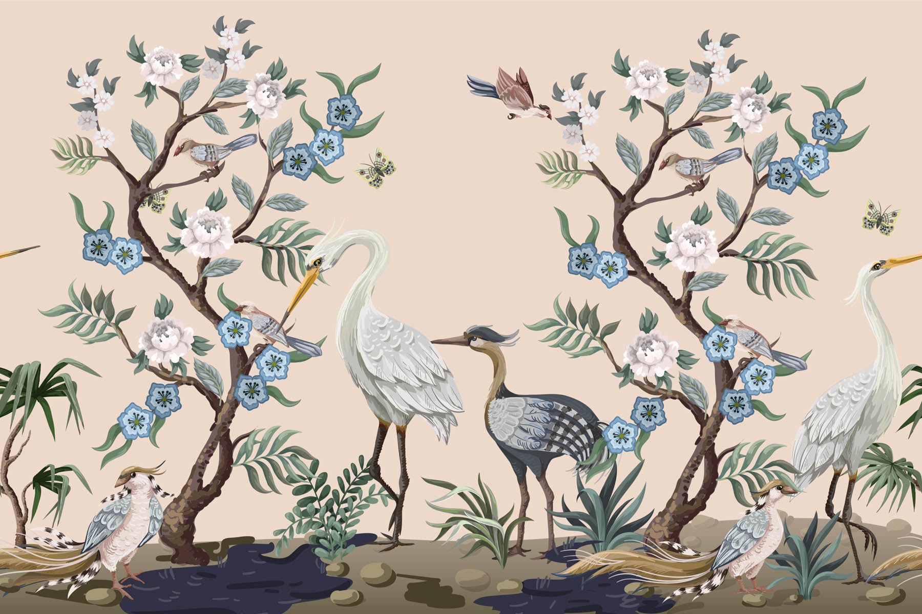 Oosterse Vogels & Pioenrozen - LW00572