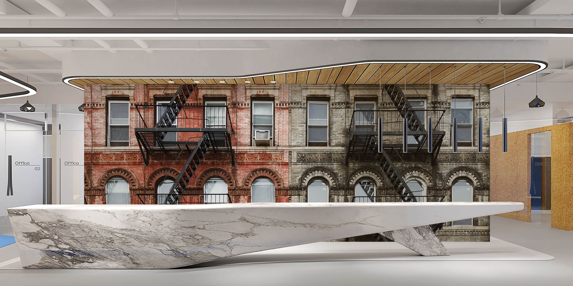 Oud stenen appartementen gebouw - LW00368 Fotobehang