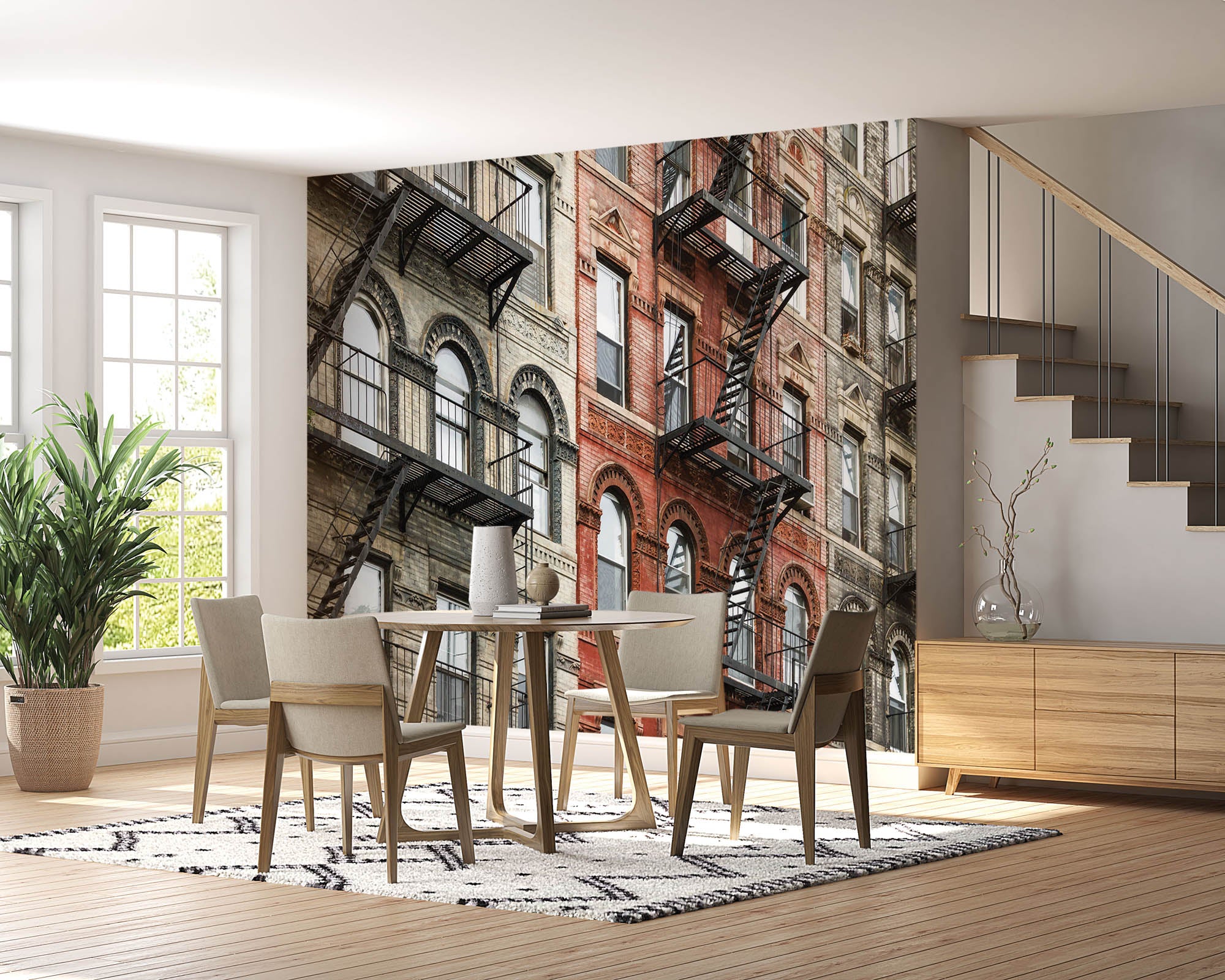 Oude gebouwen met brandtrappen - LW00328 Fotobehang