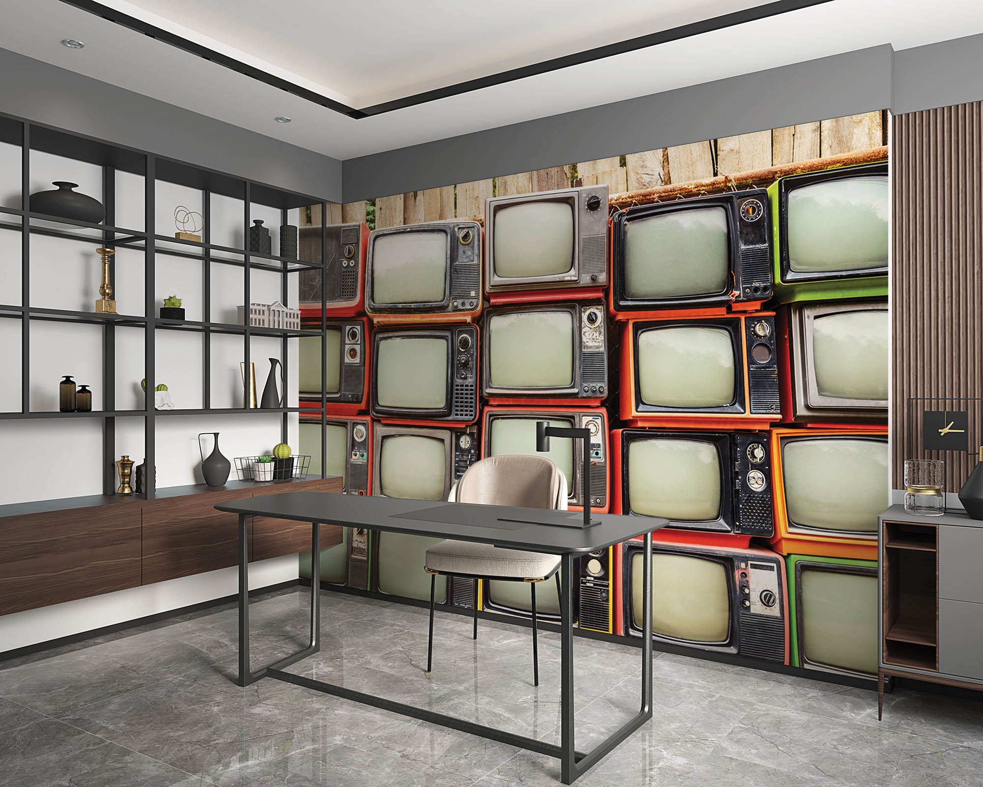 Oude rode retro tv's - LW00414 Fotobehang