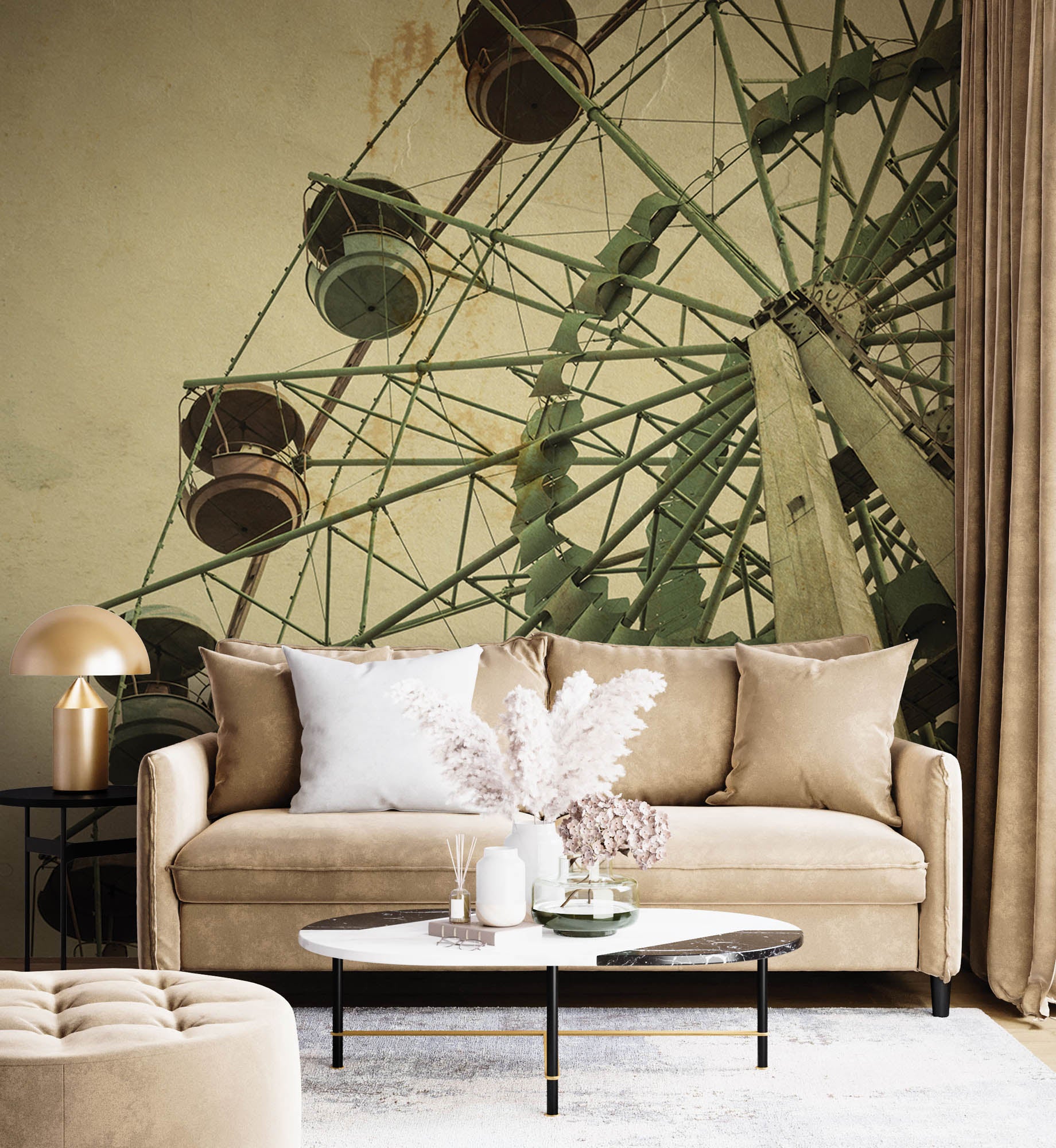 Oude vintage foto van reuzenrad - LW00410 Fotobehang