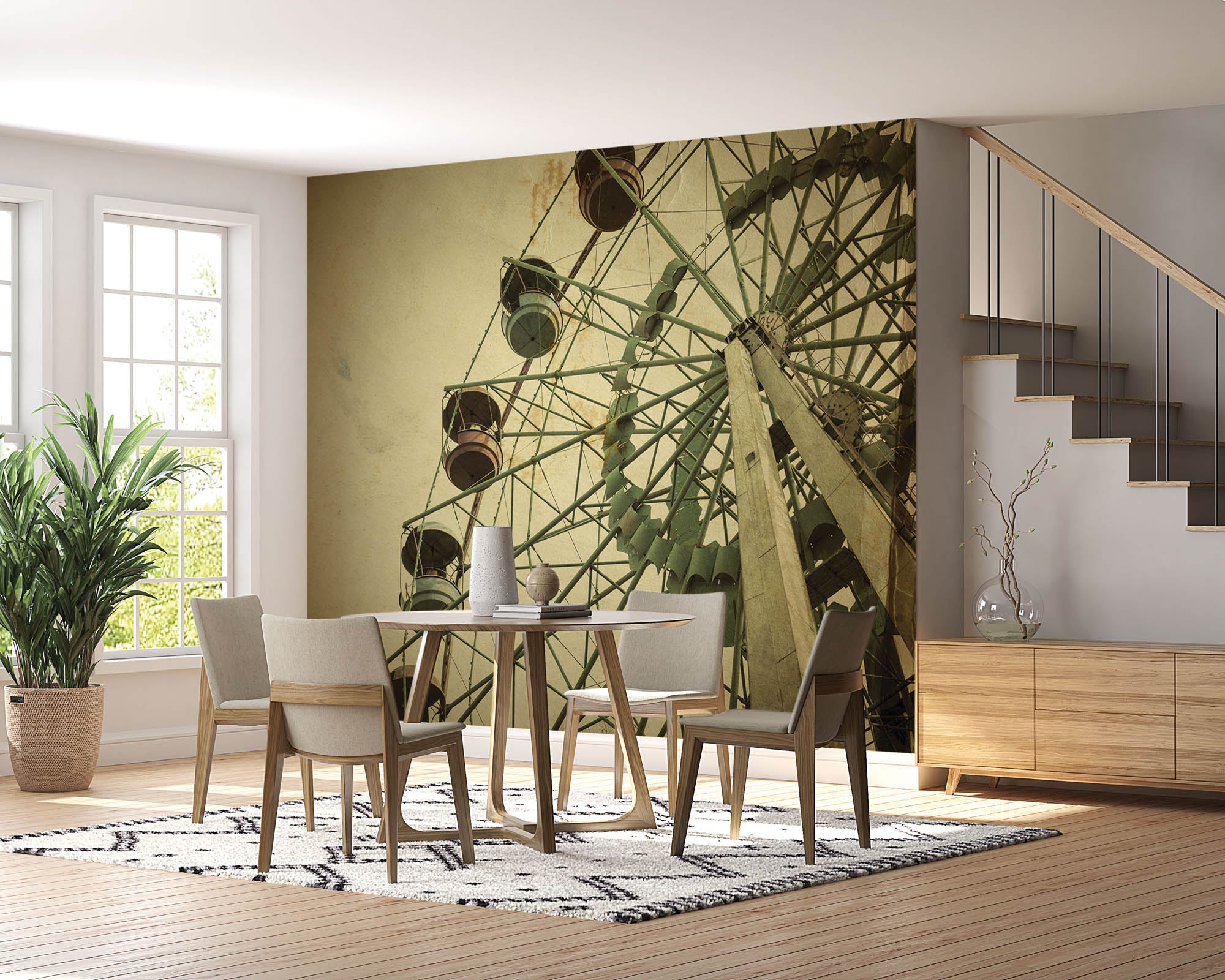 Oude vintage foto van reuzenrad - LW00410 Fotobehang