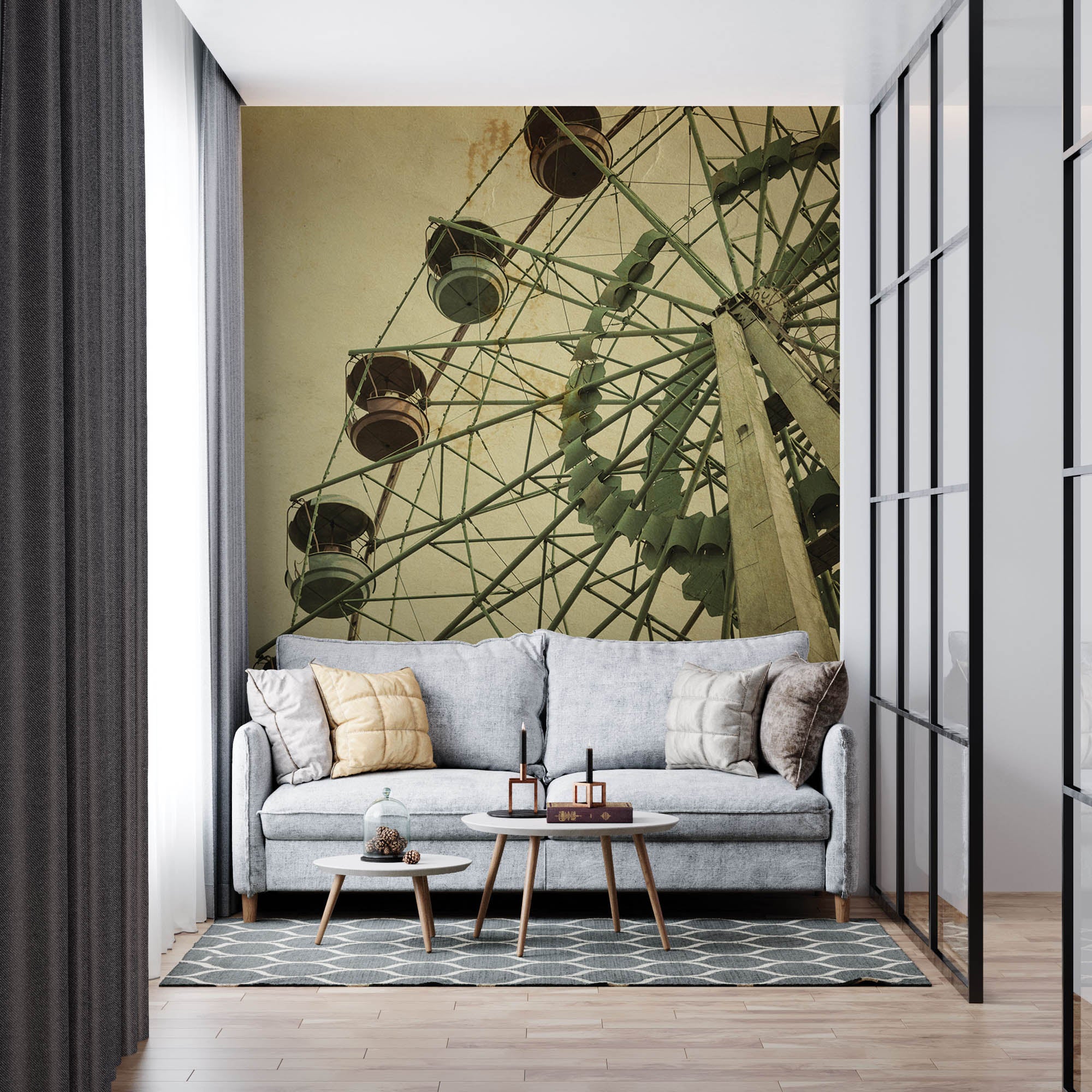 Oude vintage foto van reuzenrad - LW00410 Fotobehang