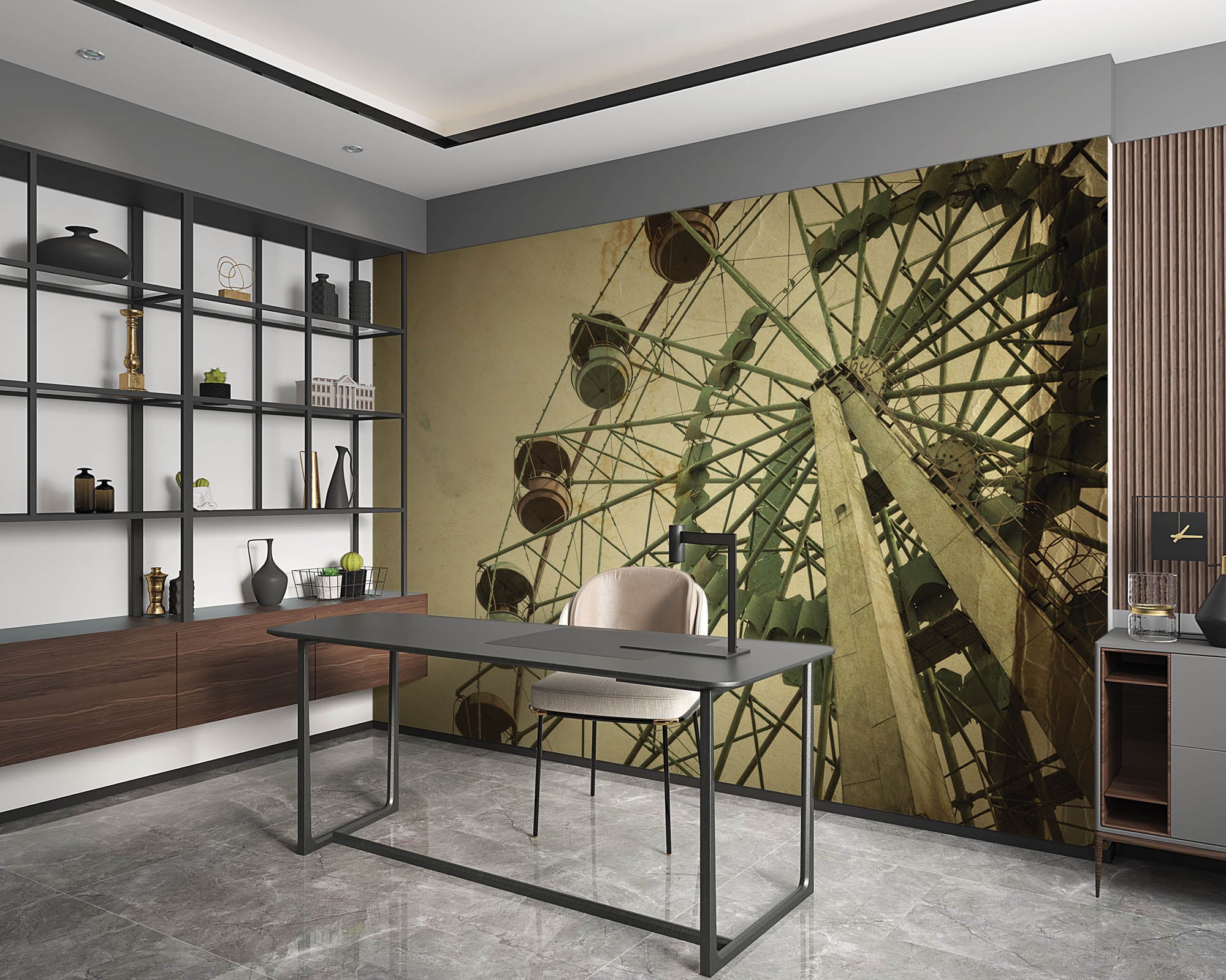 Oude vintage foto van reuzenrad - LW00410 Fotobehang