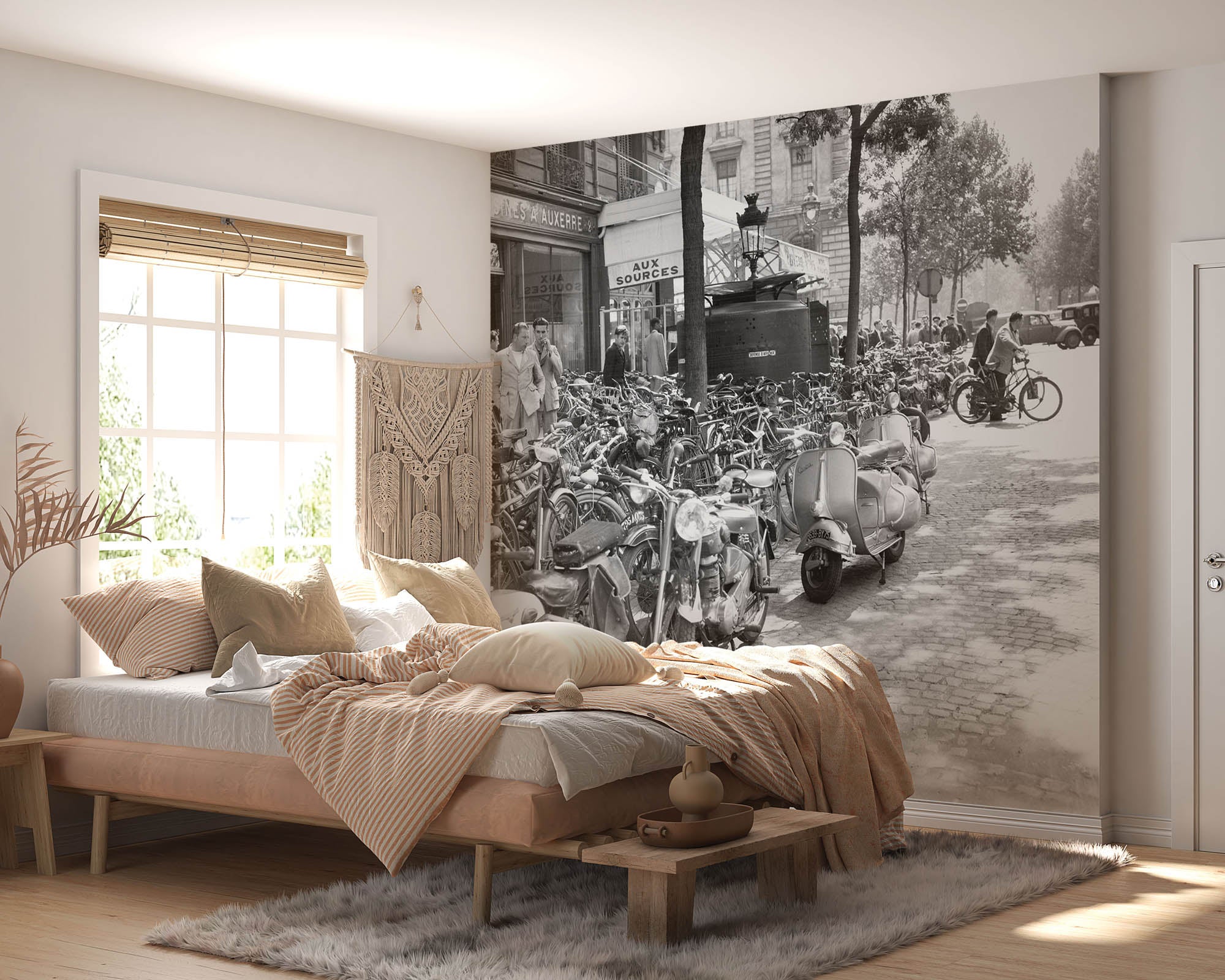 Oude zwart-wit foto van straat Parijs - LW00349 Fotobehang