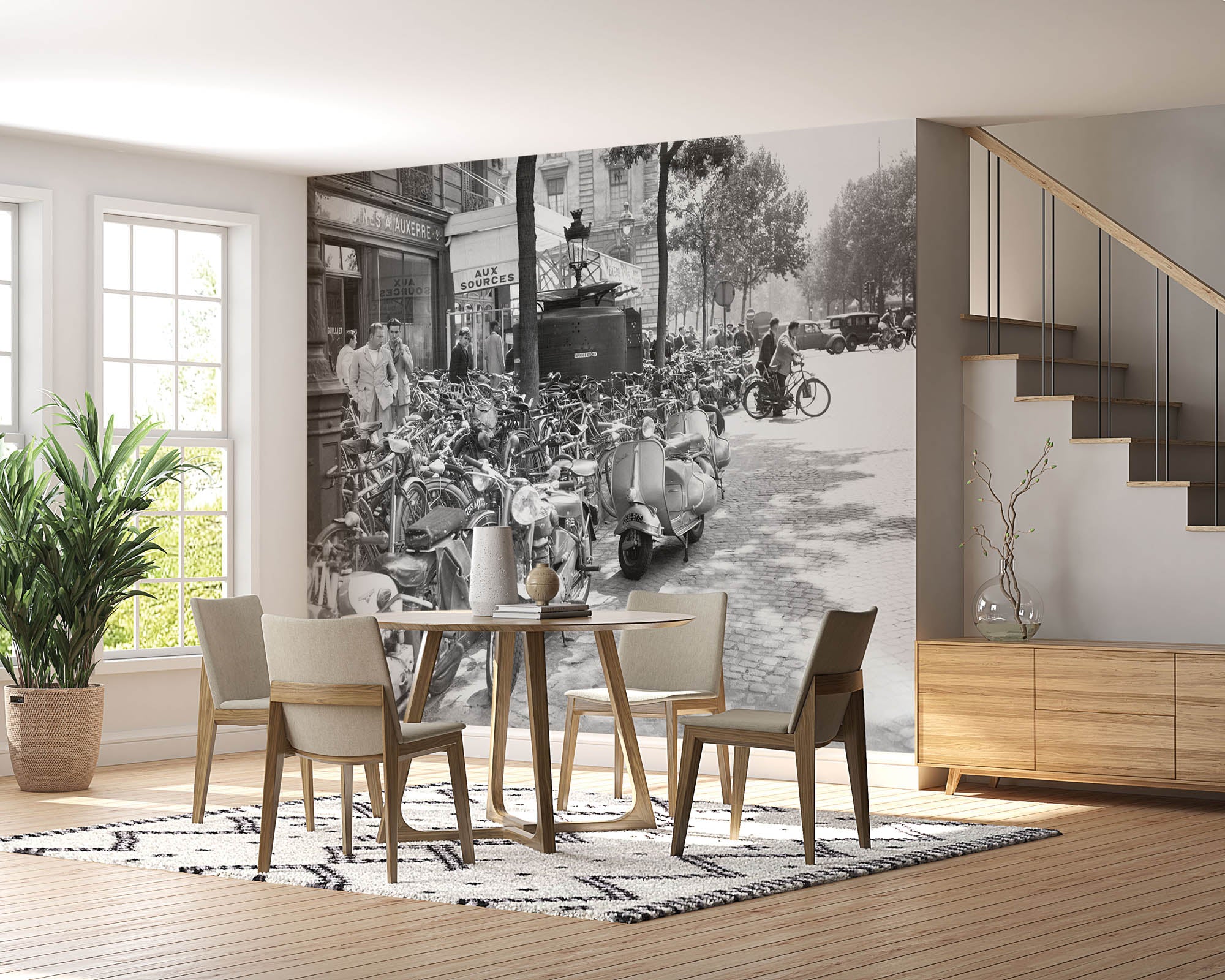 Oude zwart-wit foto van straat Parijs - LW00349 Fotobehang