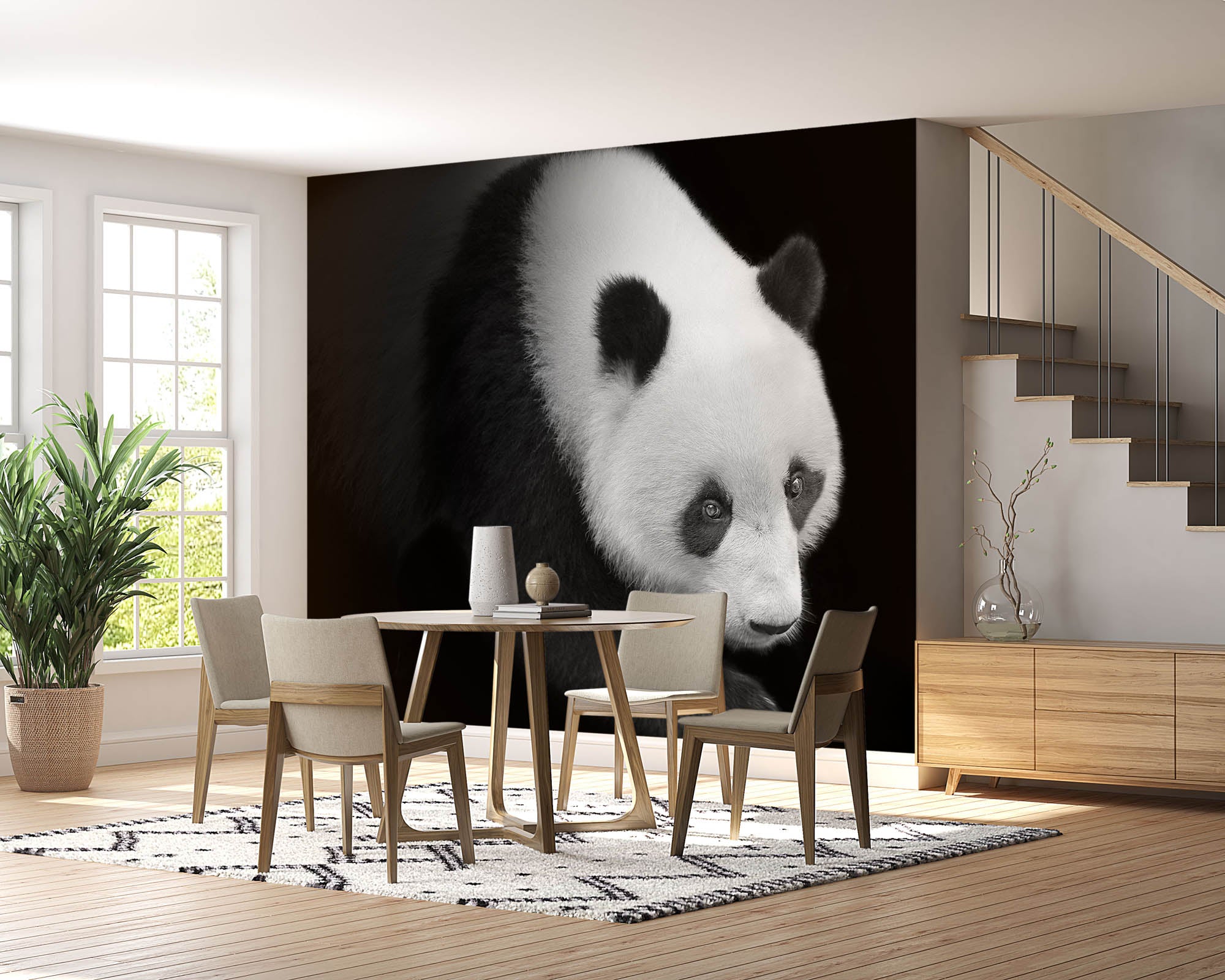 Pandabeer lopend vanuit het donker   - LW00240 Fotobehang