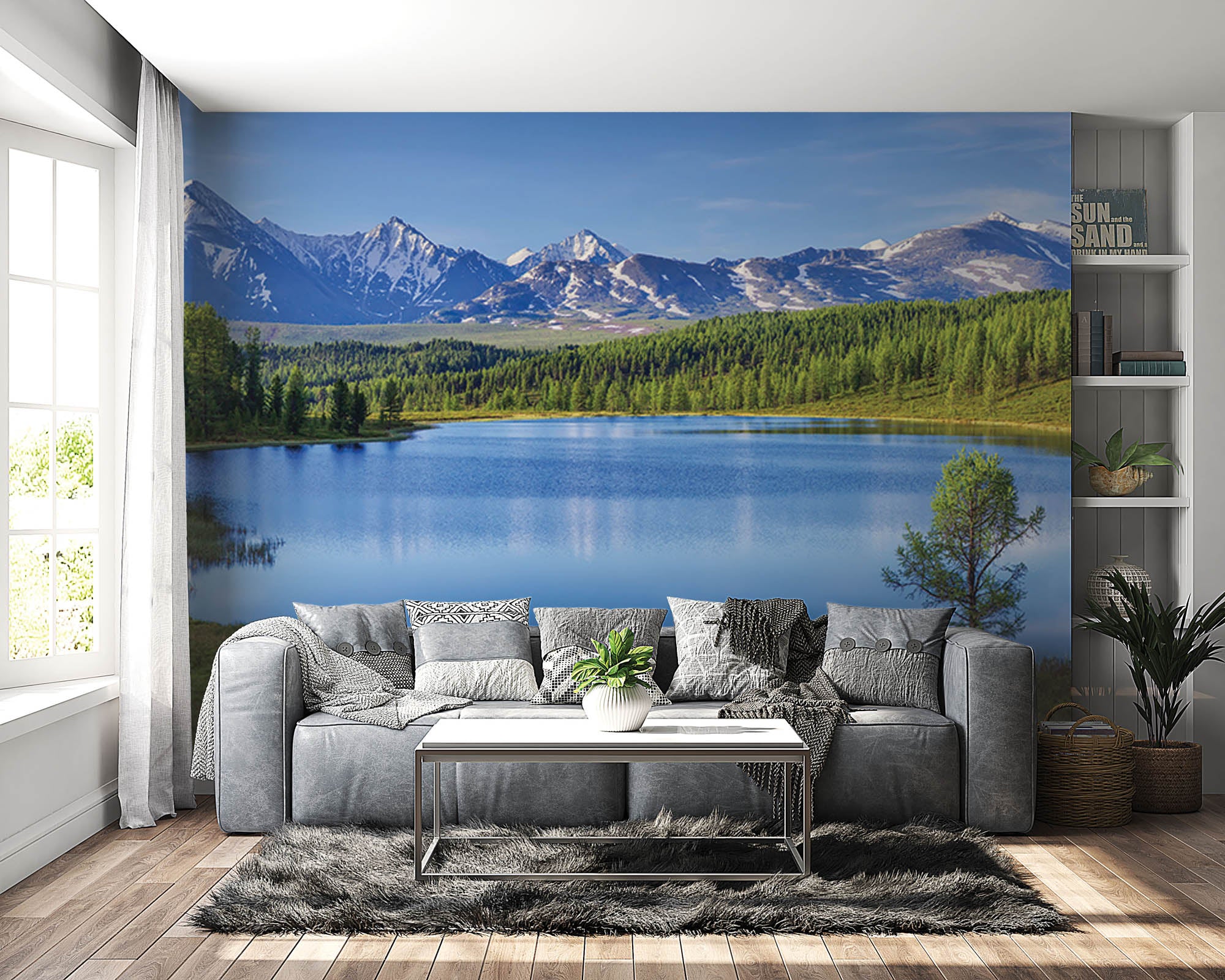 Panoramisch zicht op bergen en meer - LW00145 Fotobehang