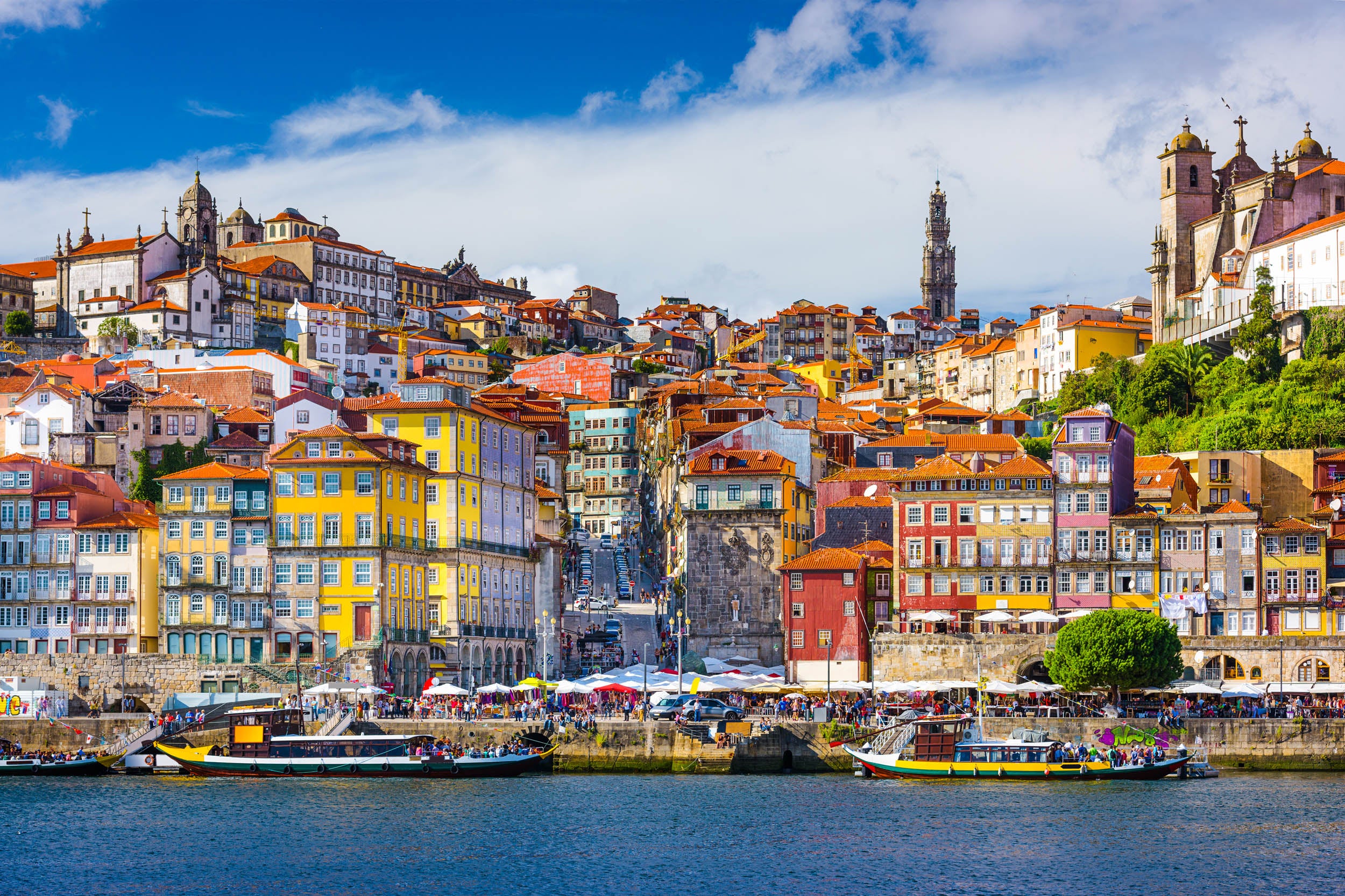 Porto Waterkant met Traditionele Boten - LW00753 Fotobehang
