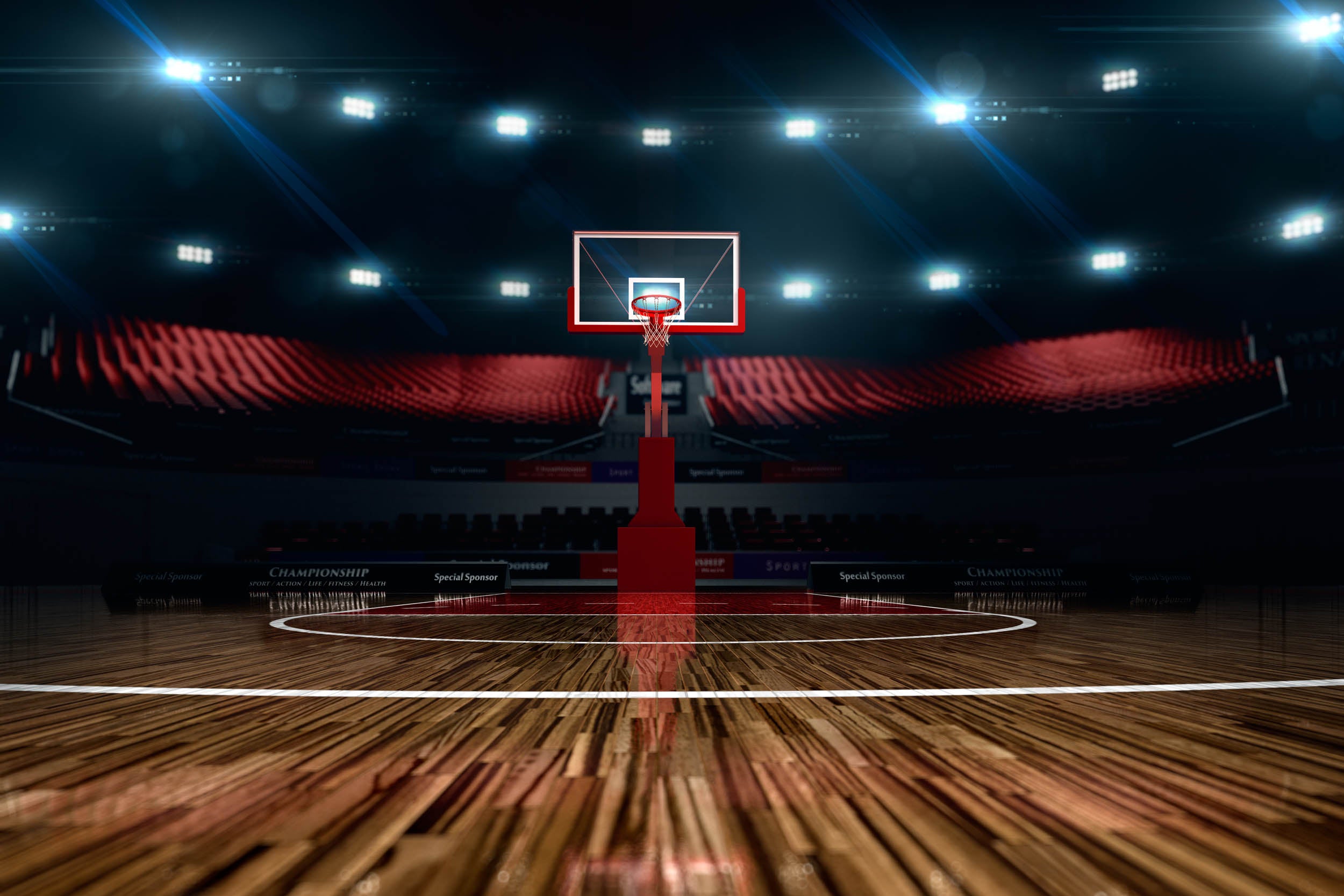 Professioneel Basketbalveld onder Arena Verlichting - LW00802