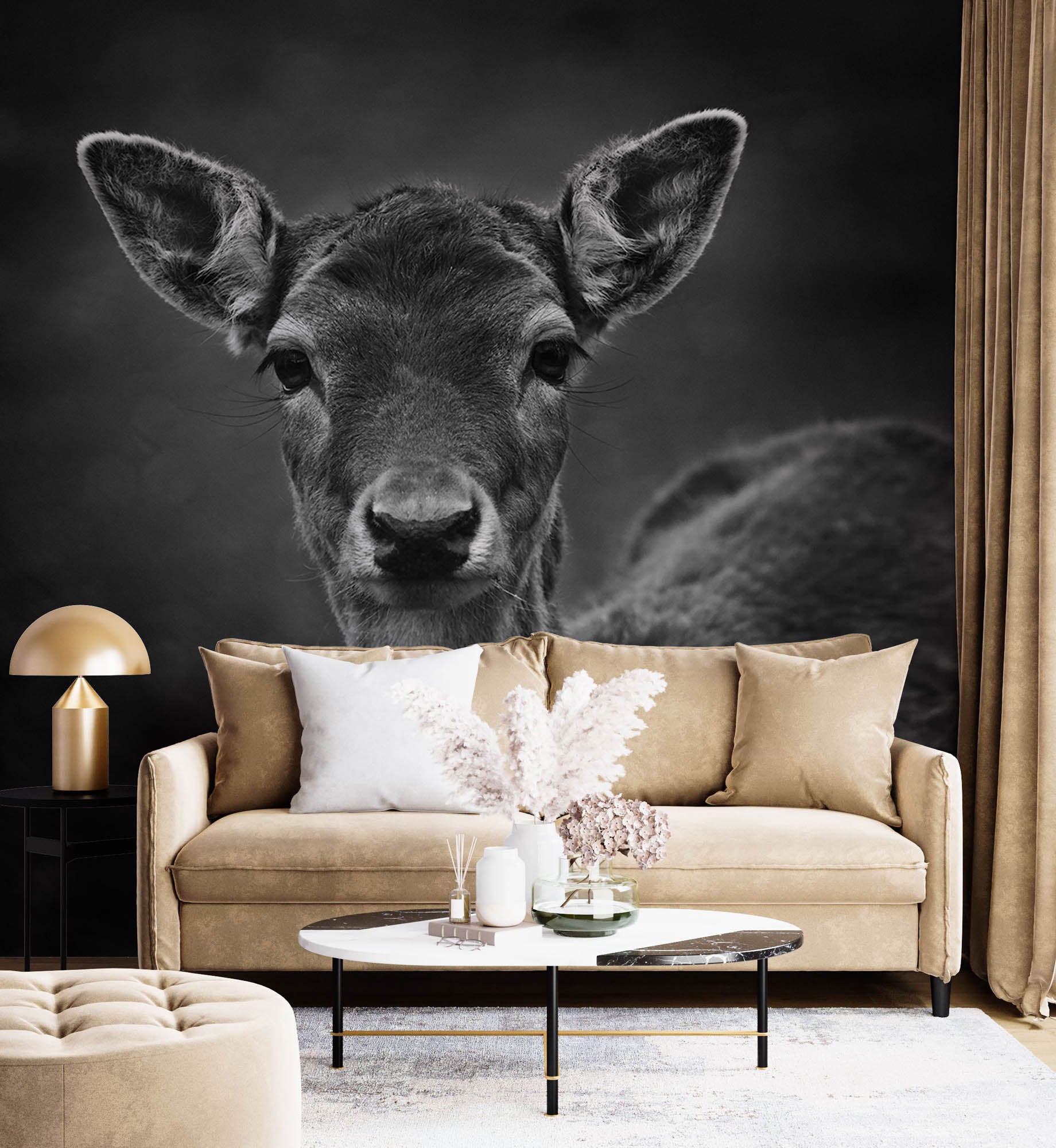 Ree in zwart-wit - LW00243 Fotobehang