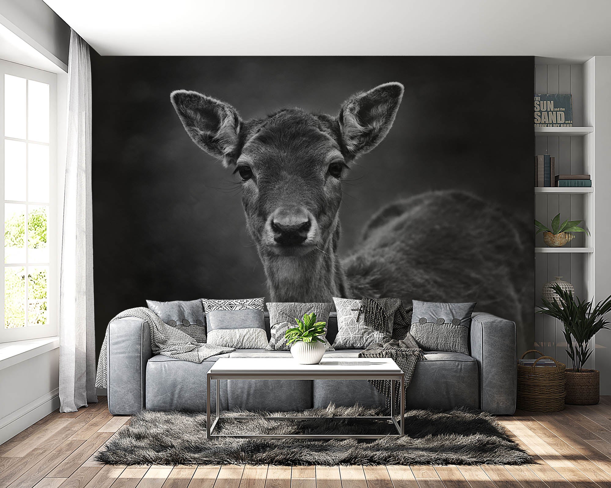 Ree in zwart-wit - LW00243 Fotobehang