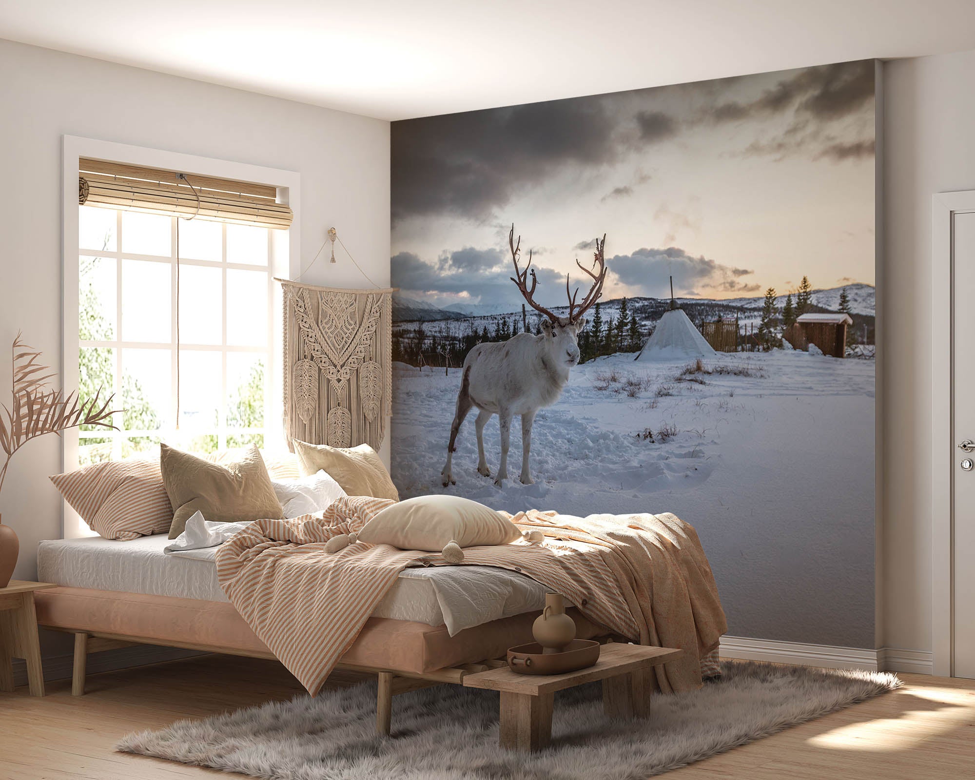 Rendier in winterlandschap - LW00175 Fotobehang