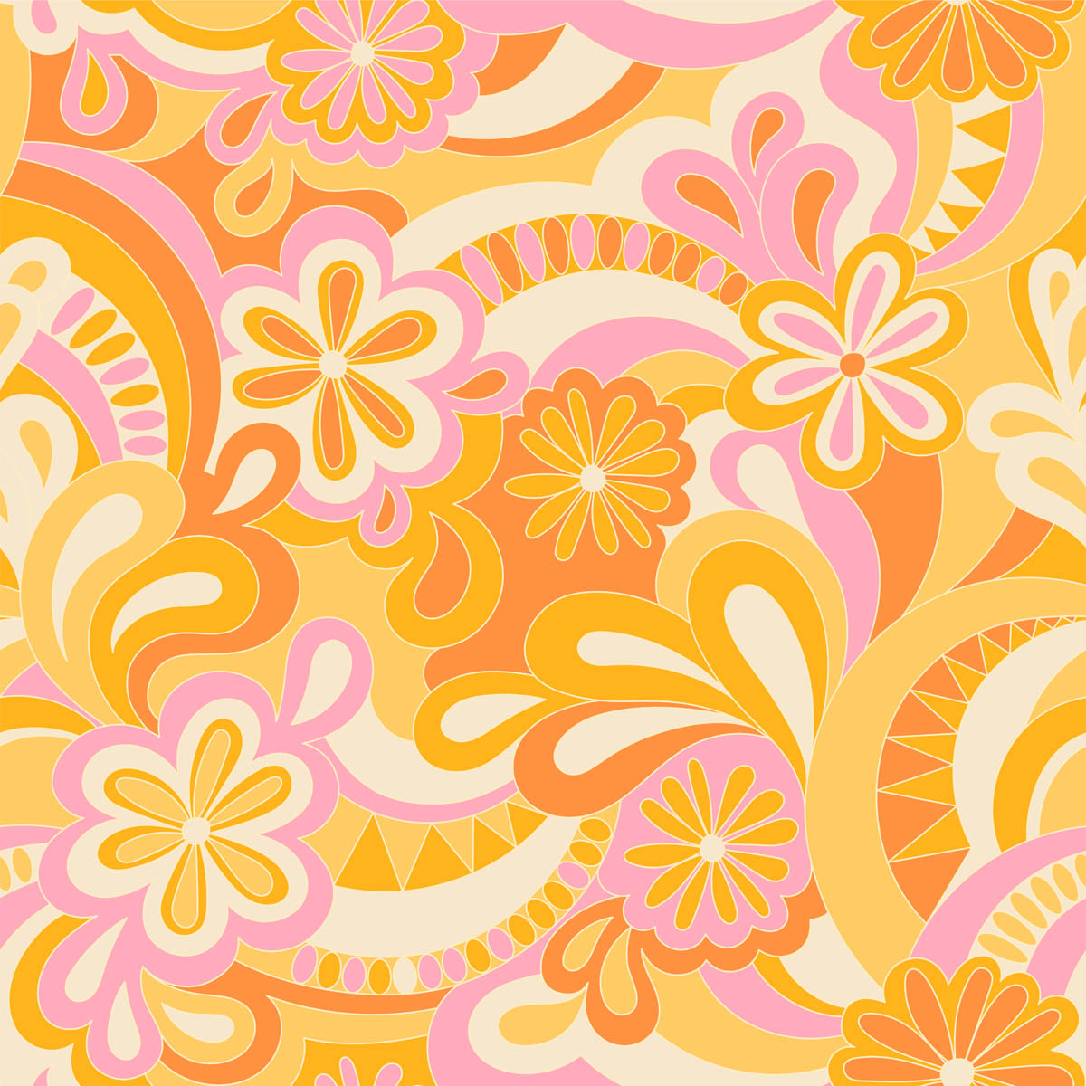 Retro Bloemenpatroon - LW00643 Fotobehang