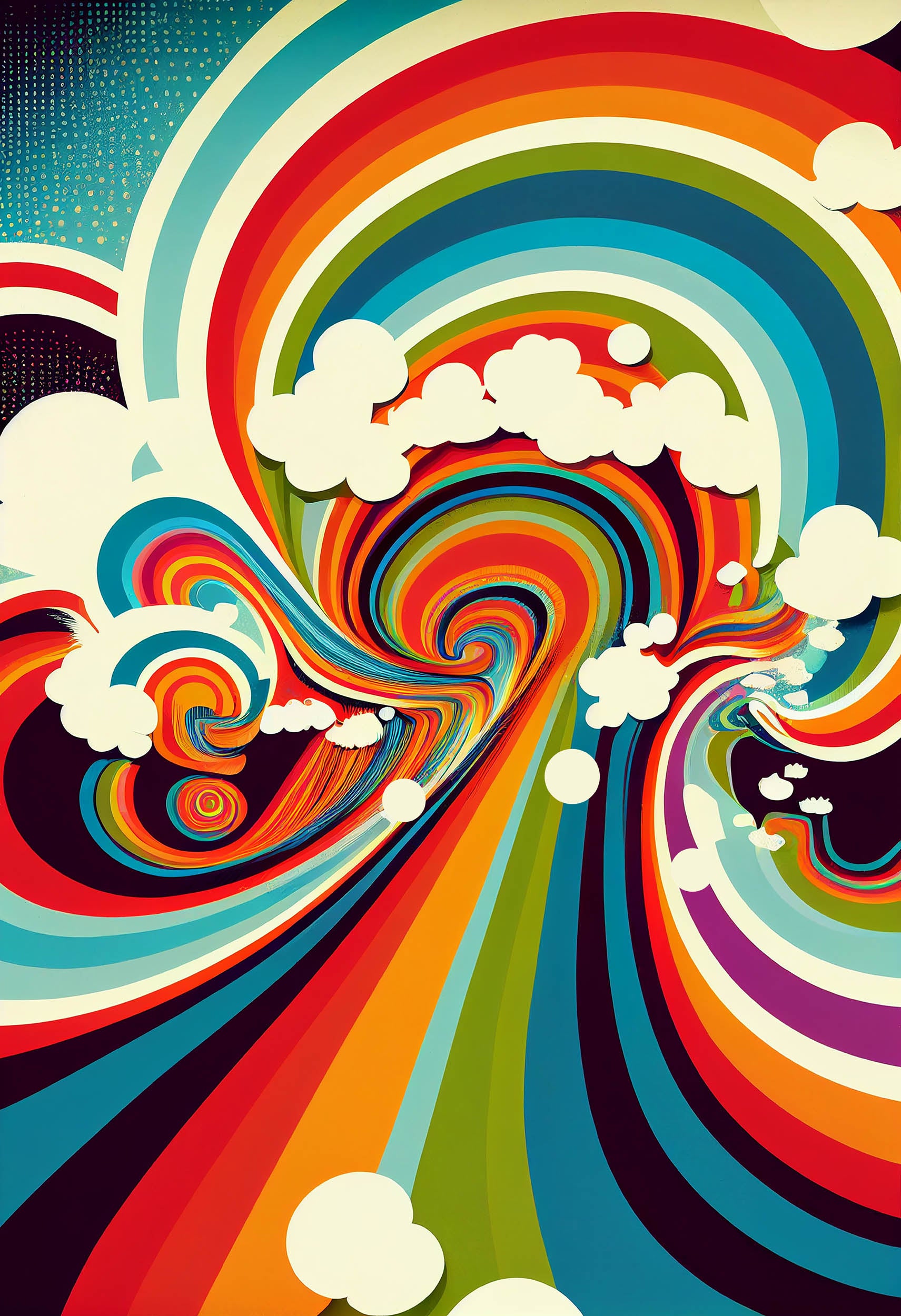 Retro Regenboog Swirl - LW00873 Fotobehang