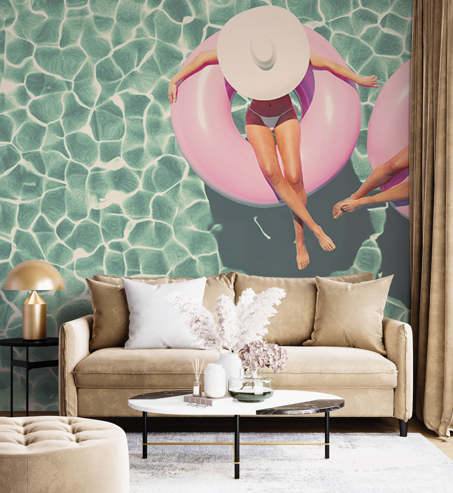 Retro zwembad - LW00442 Fotobehang