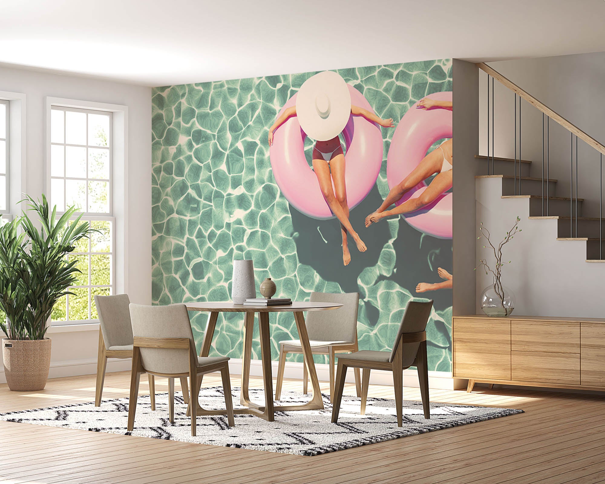 Retro zwembad - LW00442 Fotobehang