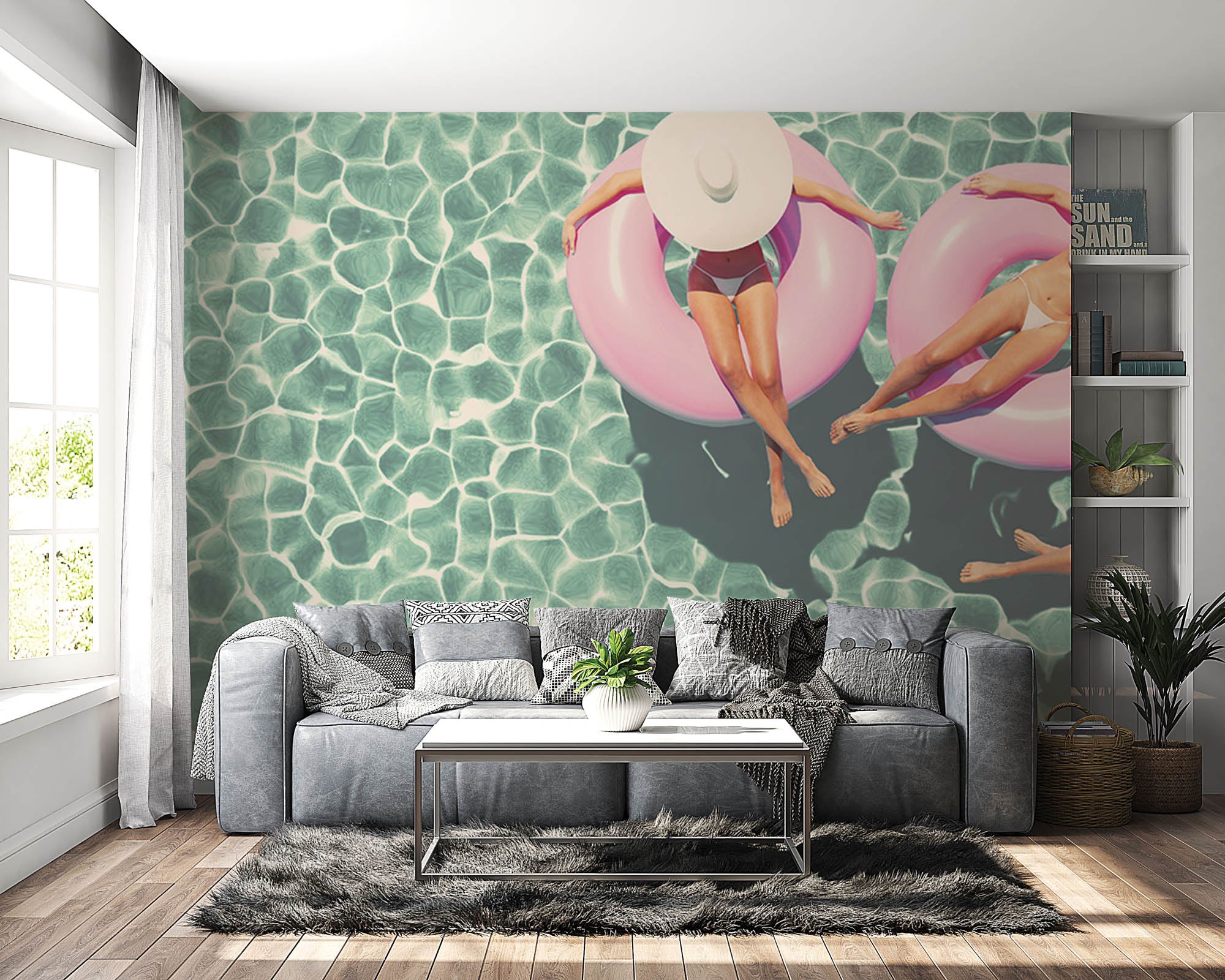 Retro zwembad - LW00442 Fotobehang