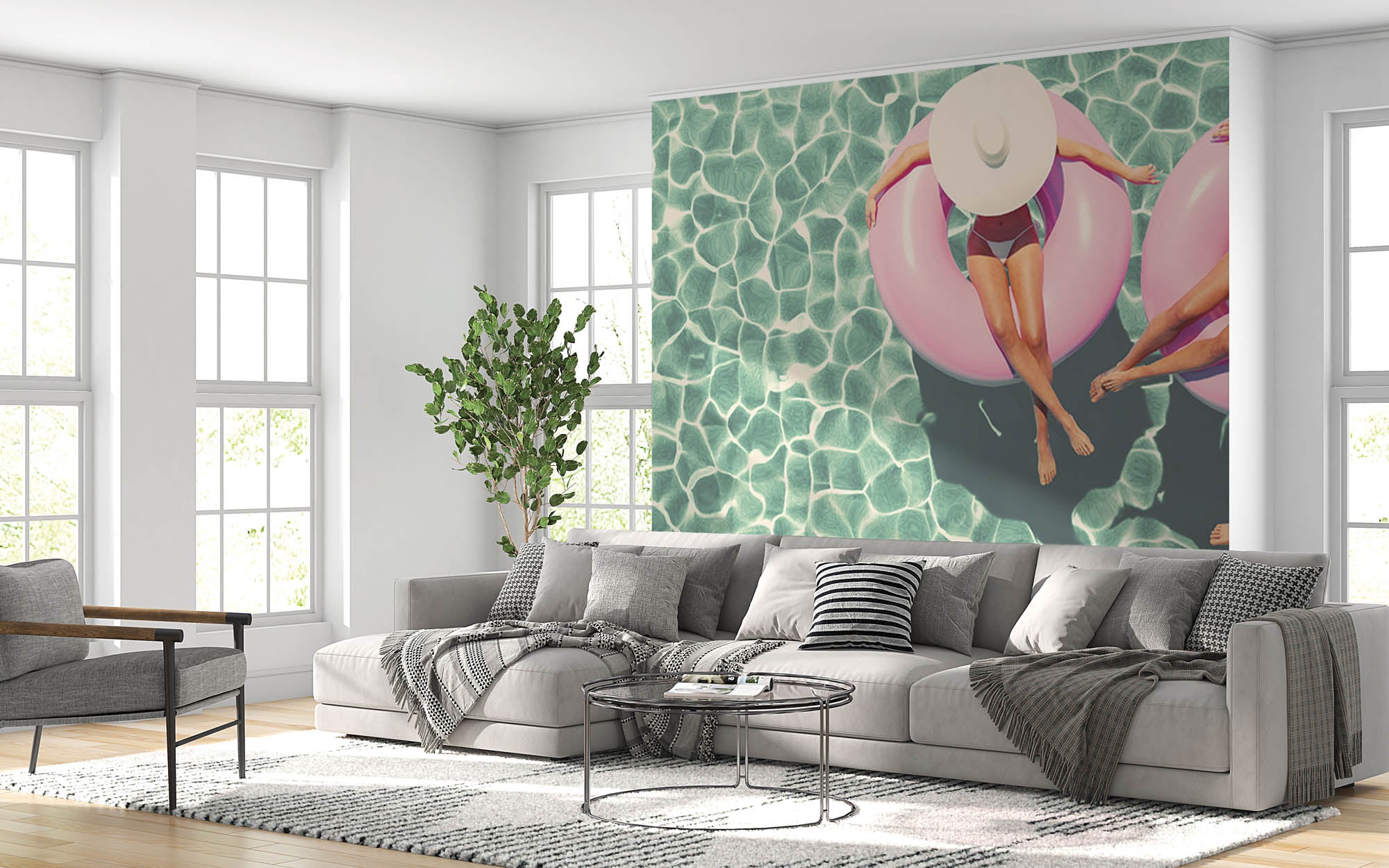 Retro zwembad - LW00442 Fotobehang