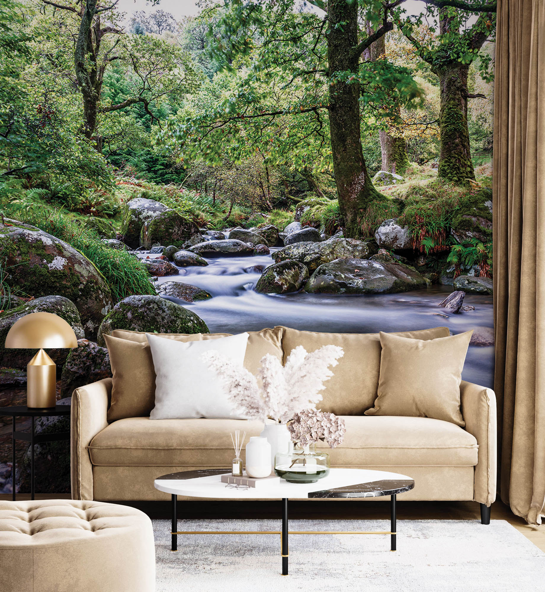 Rivier door bos - LW00257 Fotobehang