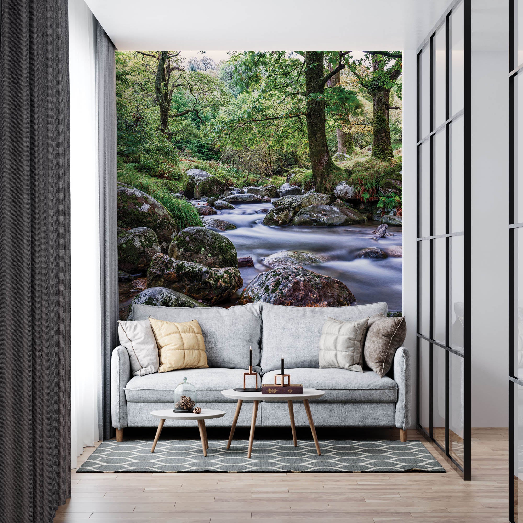 Rivier door bos - LW00257 Fotobehang