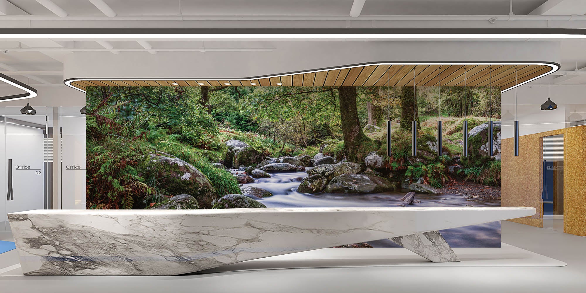 Rivier door bos - LW00257 Fotobehang