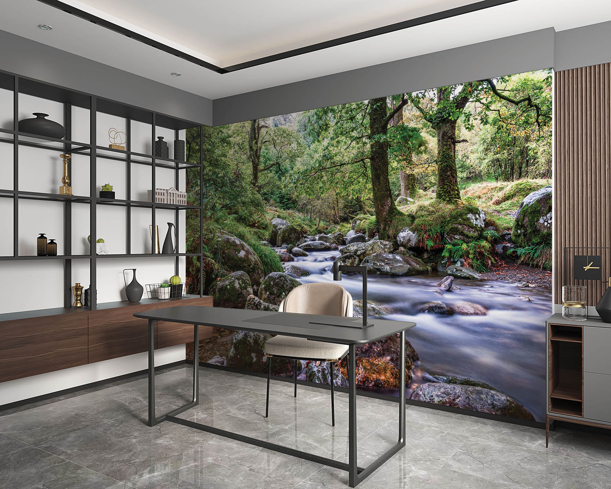 Rivier door bos - LW00257 Fotobehang