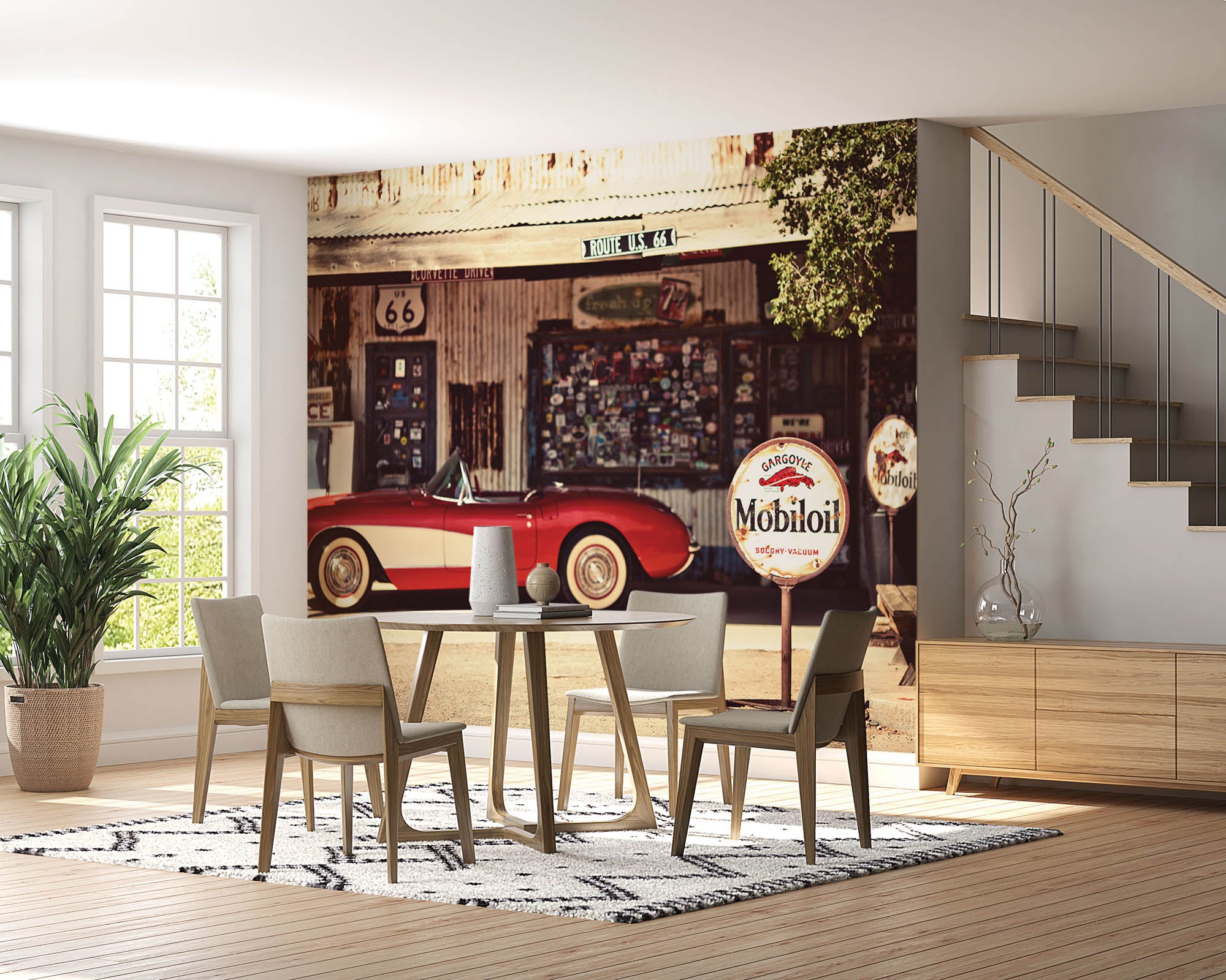 Rode Chevrolet Corvette - LW00408 Fotobehang