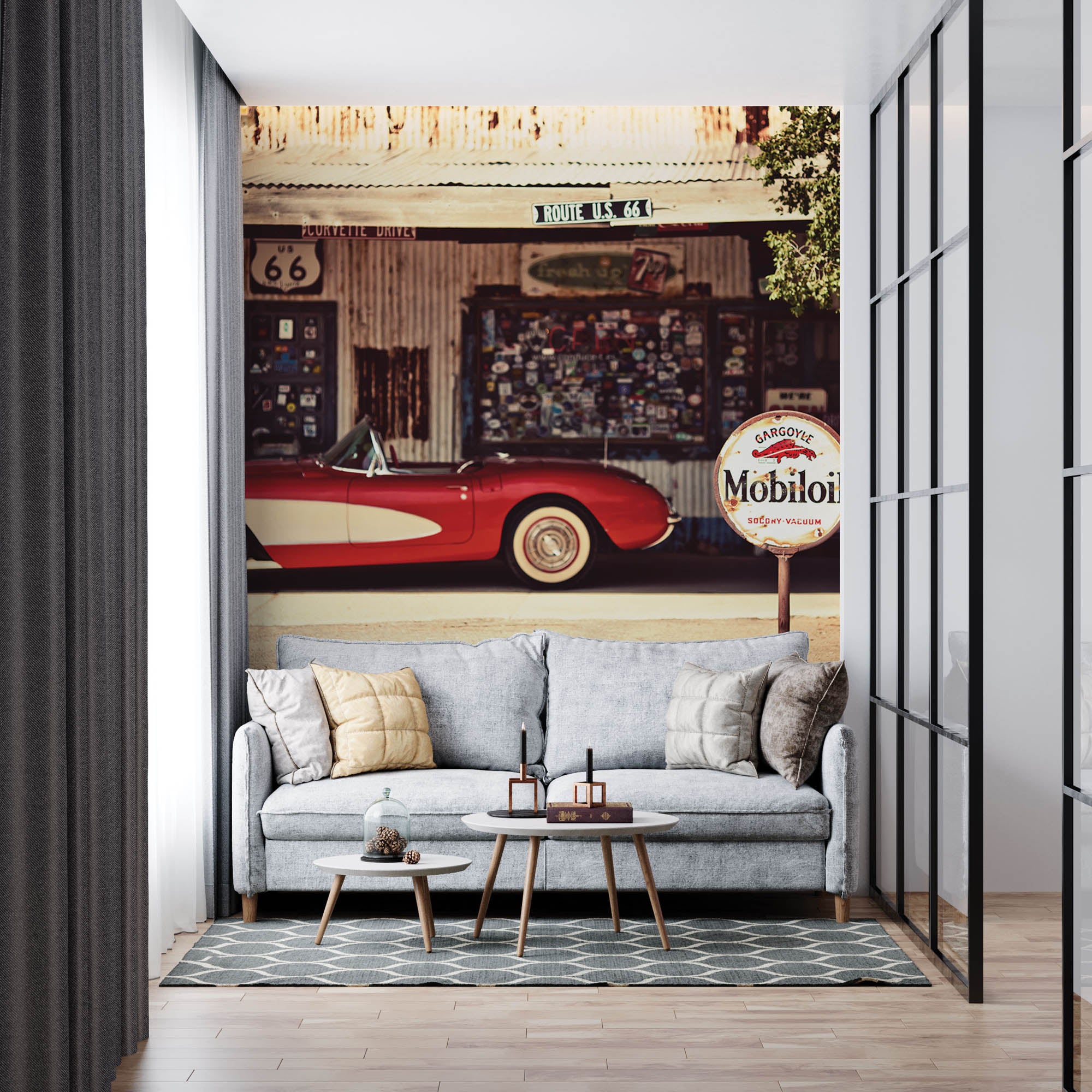 Rode Chevrolet Corvette - LW00408 Fotobehang