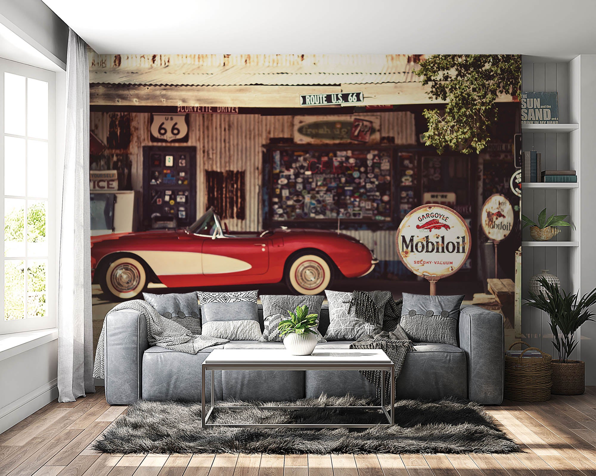 Rode Chevrolet Corvette - LW00408 Fotobehang