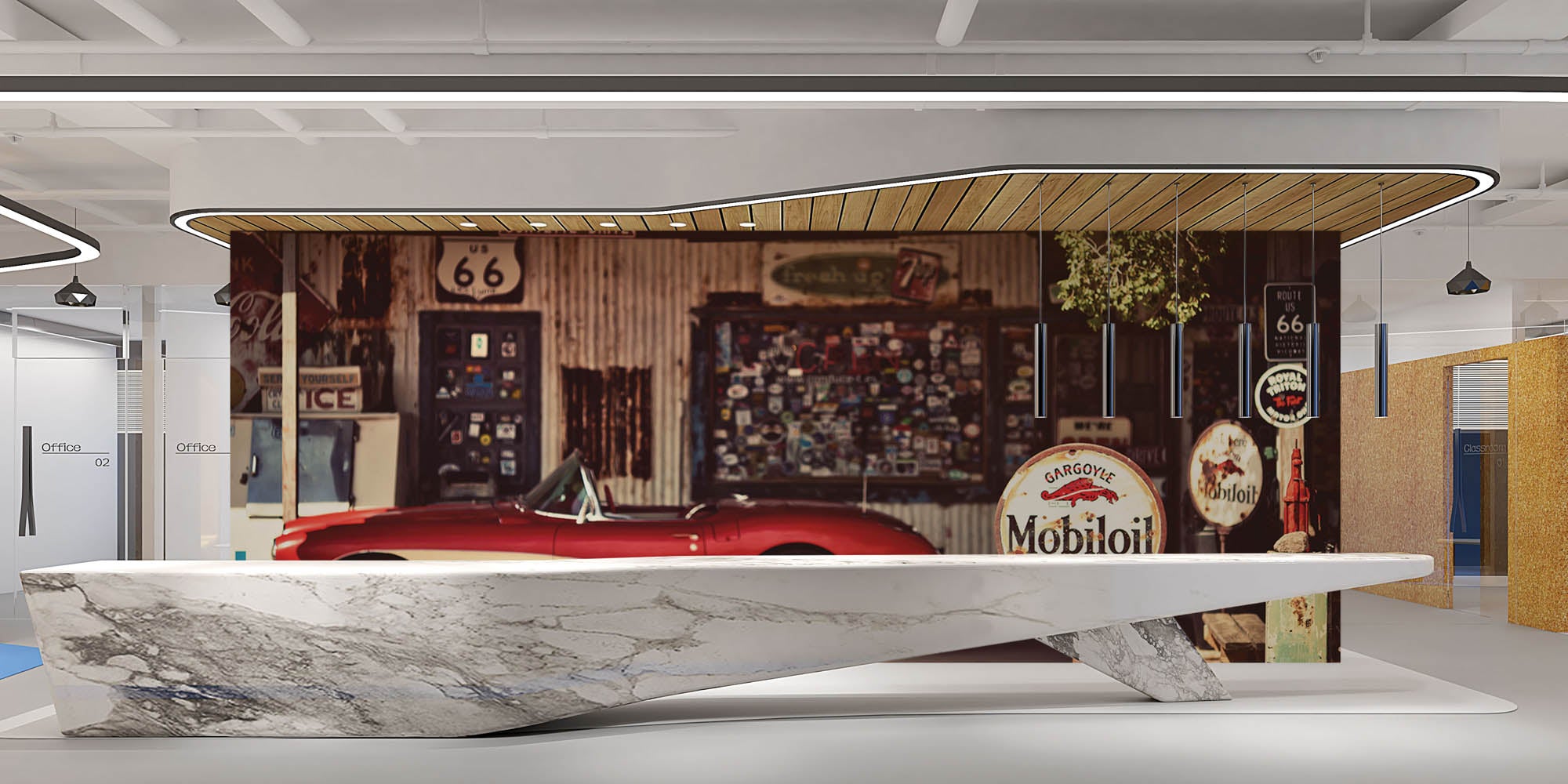 Rode Chevrolet Corvette - LW00408 Fotobehang