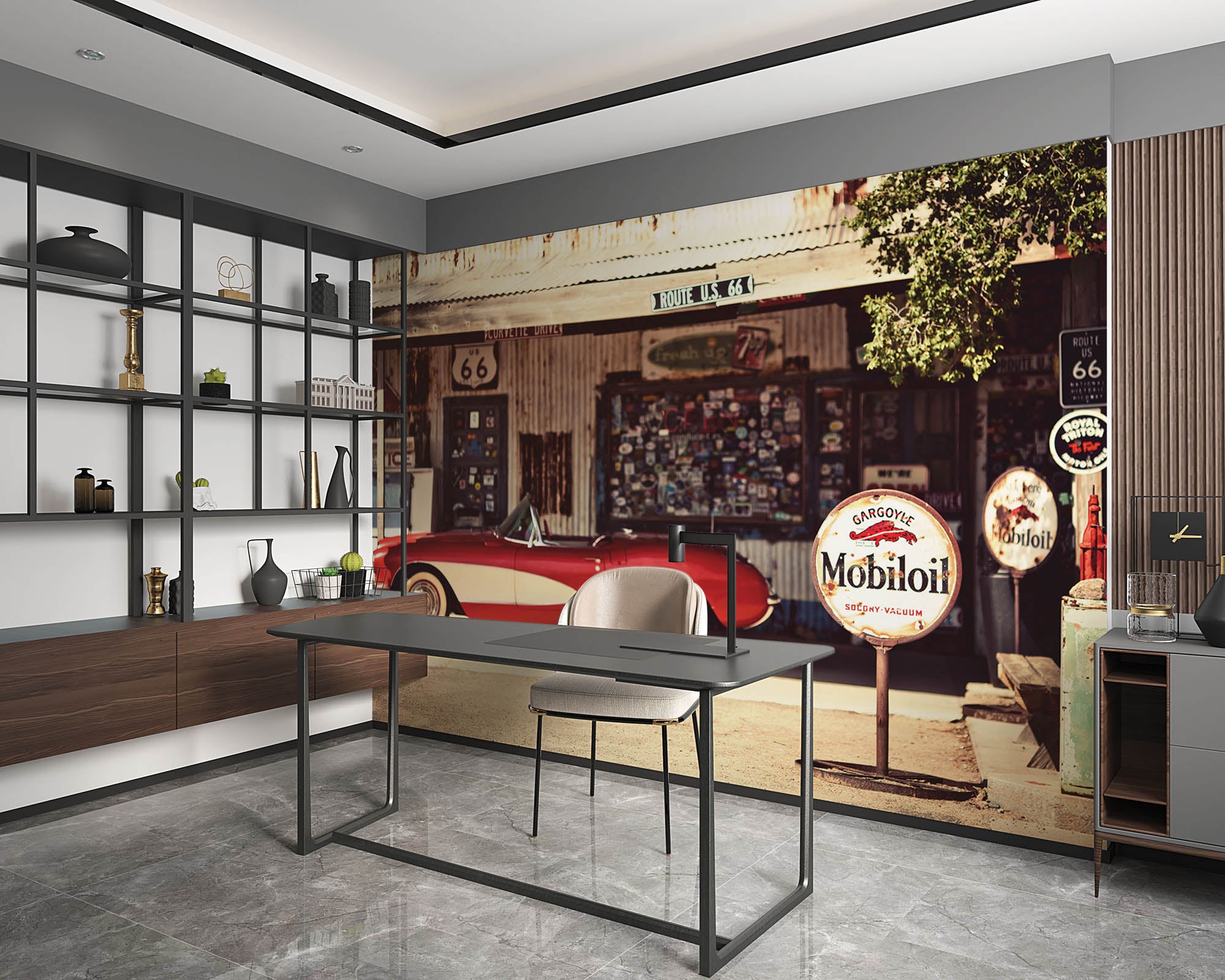 Rode Chevrolet Corvette - LW00408 Fotobehang