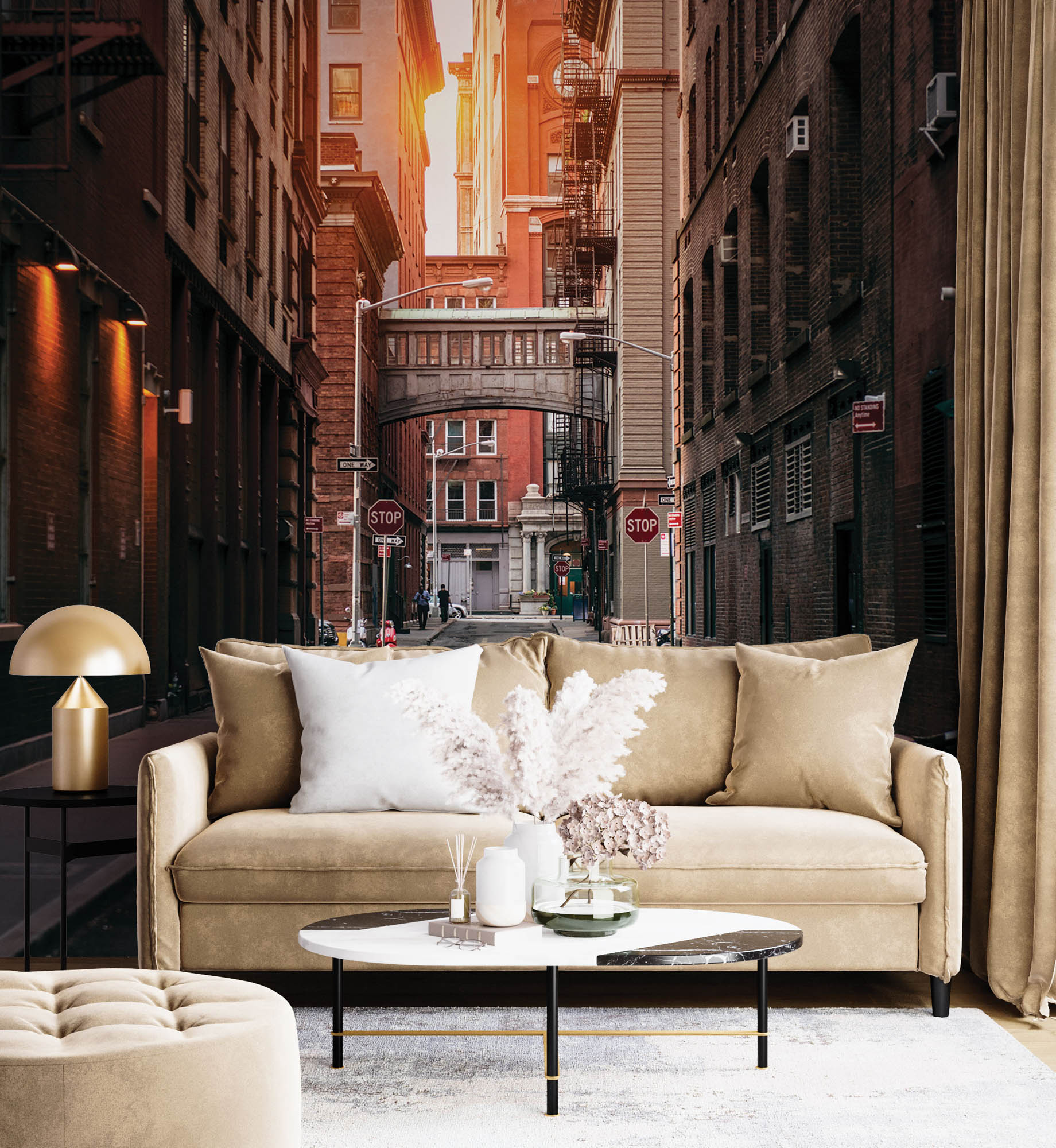 Rode gebouwen New York - LW00334 Fotobehang