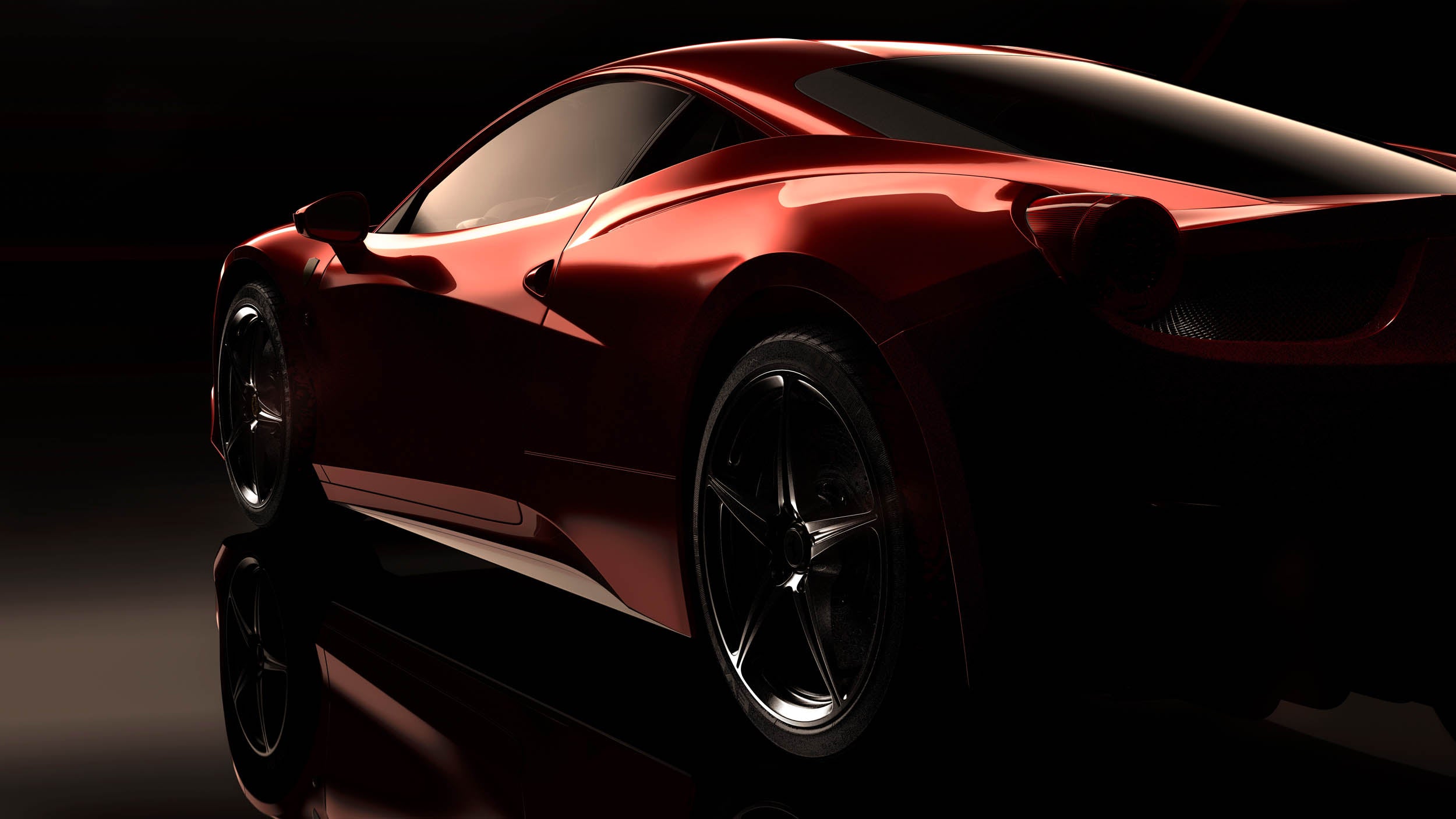 Rode Sportwagen in Studiolicht - LW00934 Fotobehang