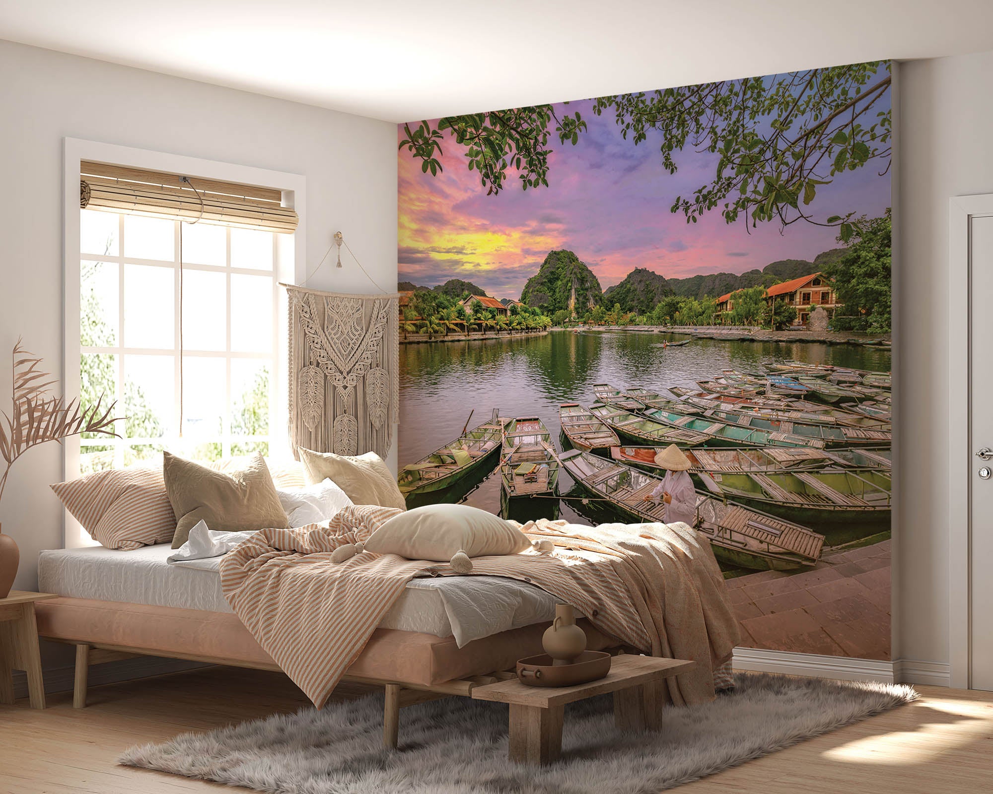 Roeiboot Vietnam - LW00079 Fotobehang