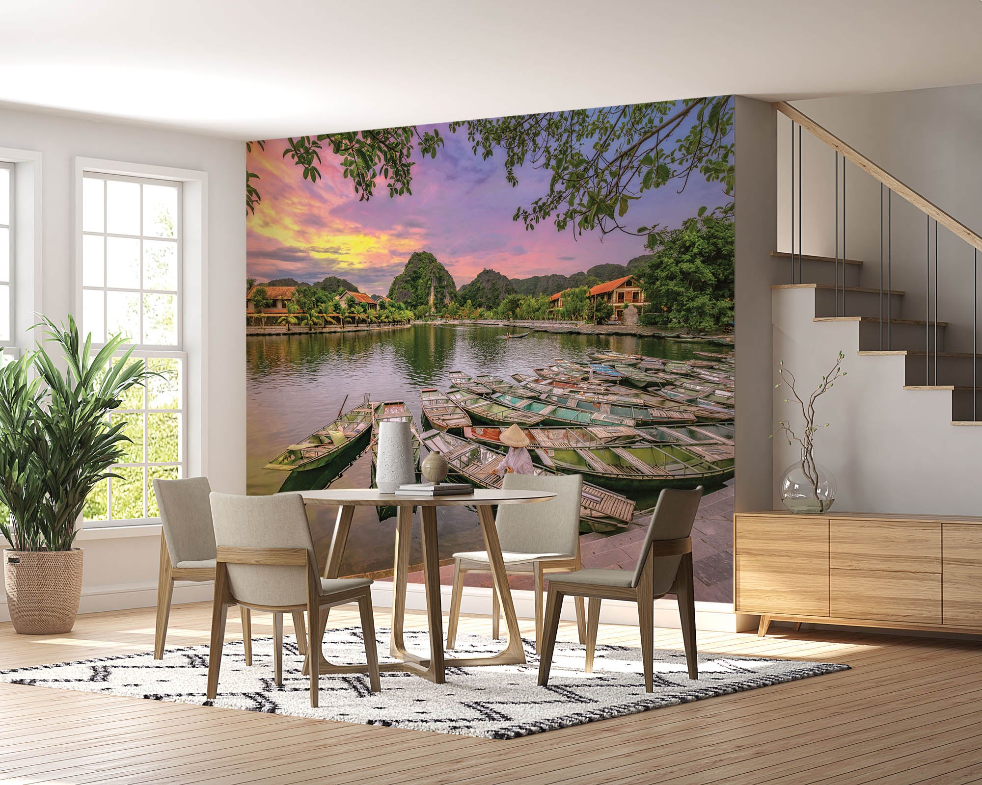 Roeiboot Vietnam - LW00079 Fotobehang