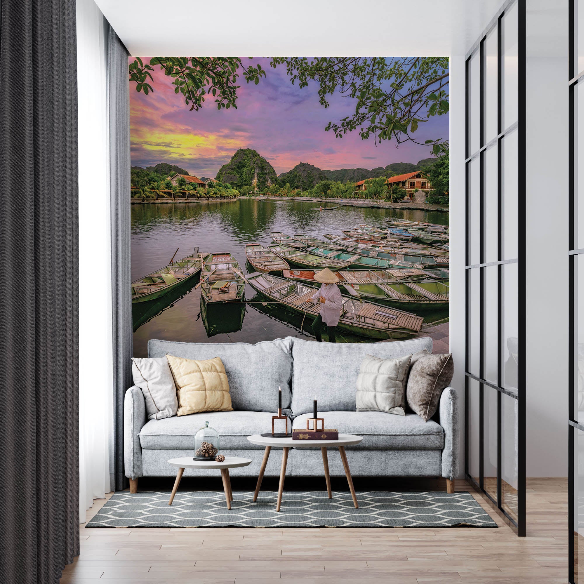 Roeiboot Vietnam - LW00079 Fotobehang