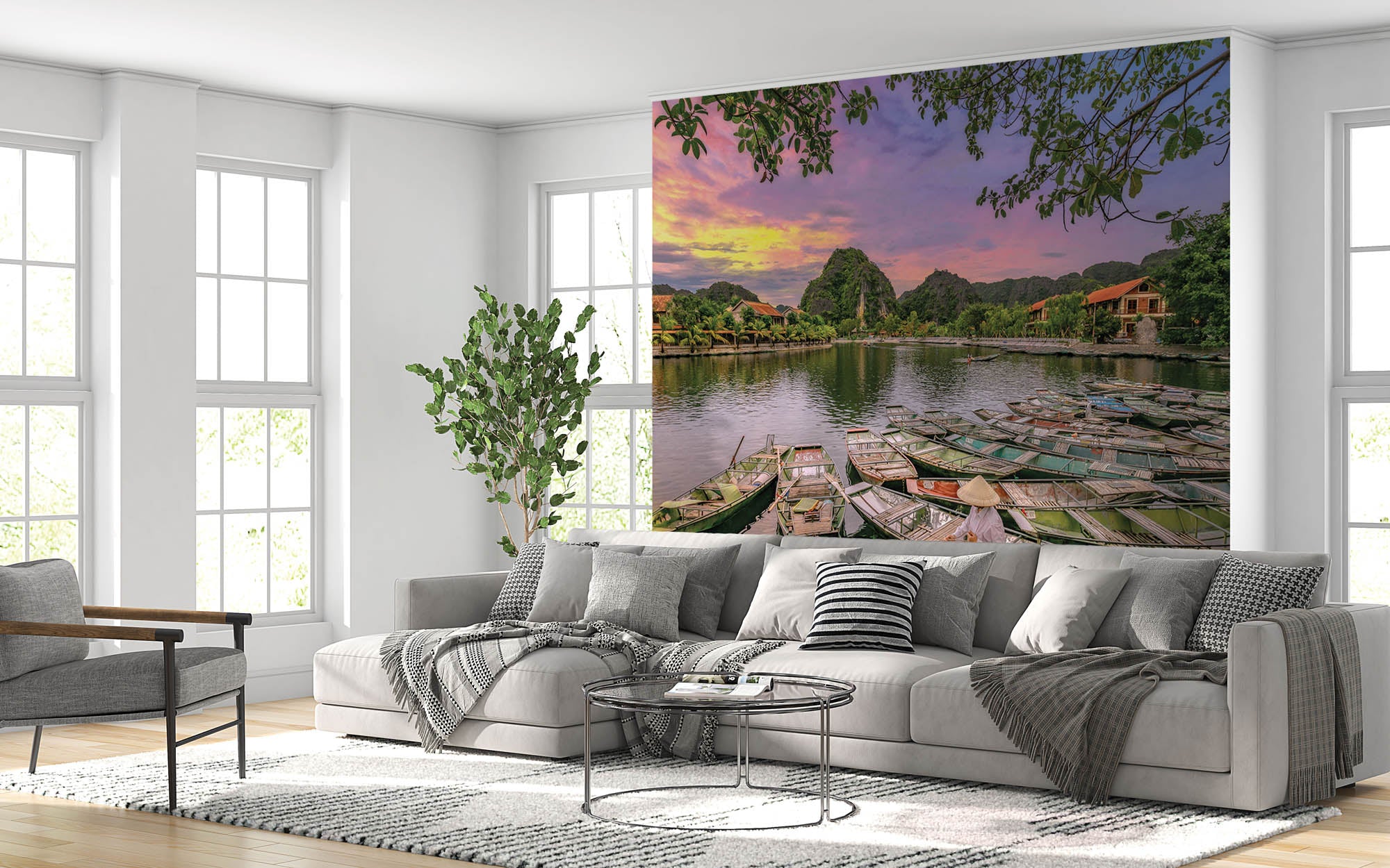 Roeiboot Vietnam - LW00079 Fotobehang