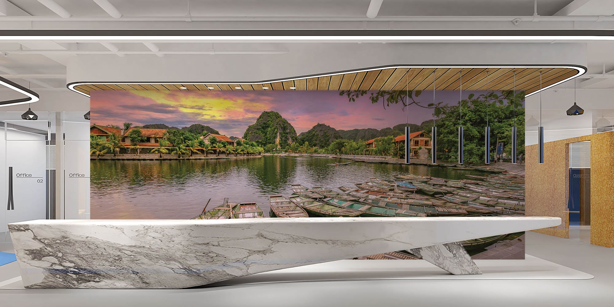 Roeiboot Vietnam - LW00079 Fotobehang