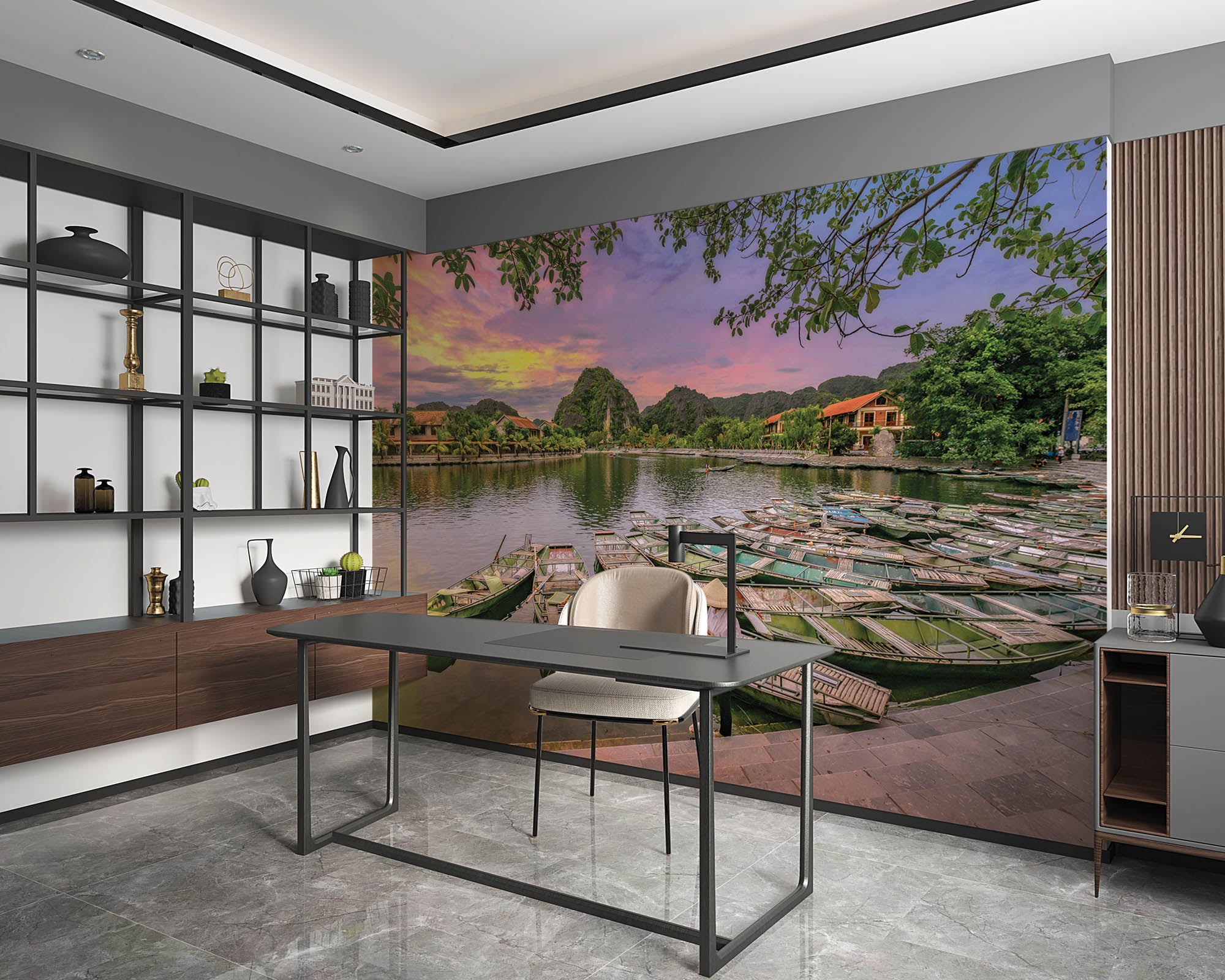 Roeiboot Vietnam - LW00079 Fotobehang