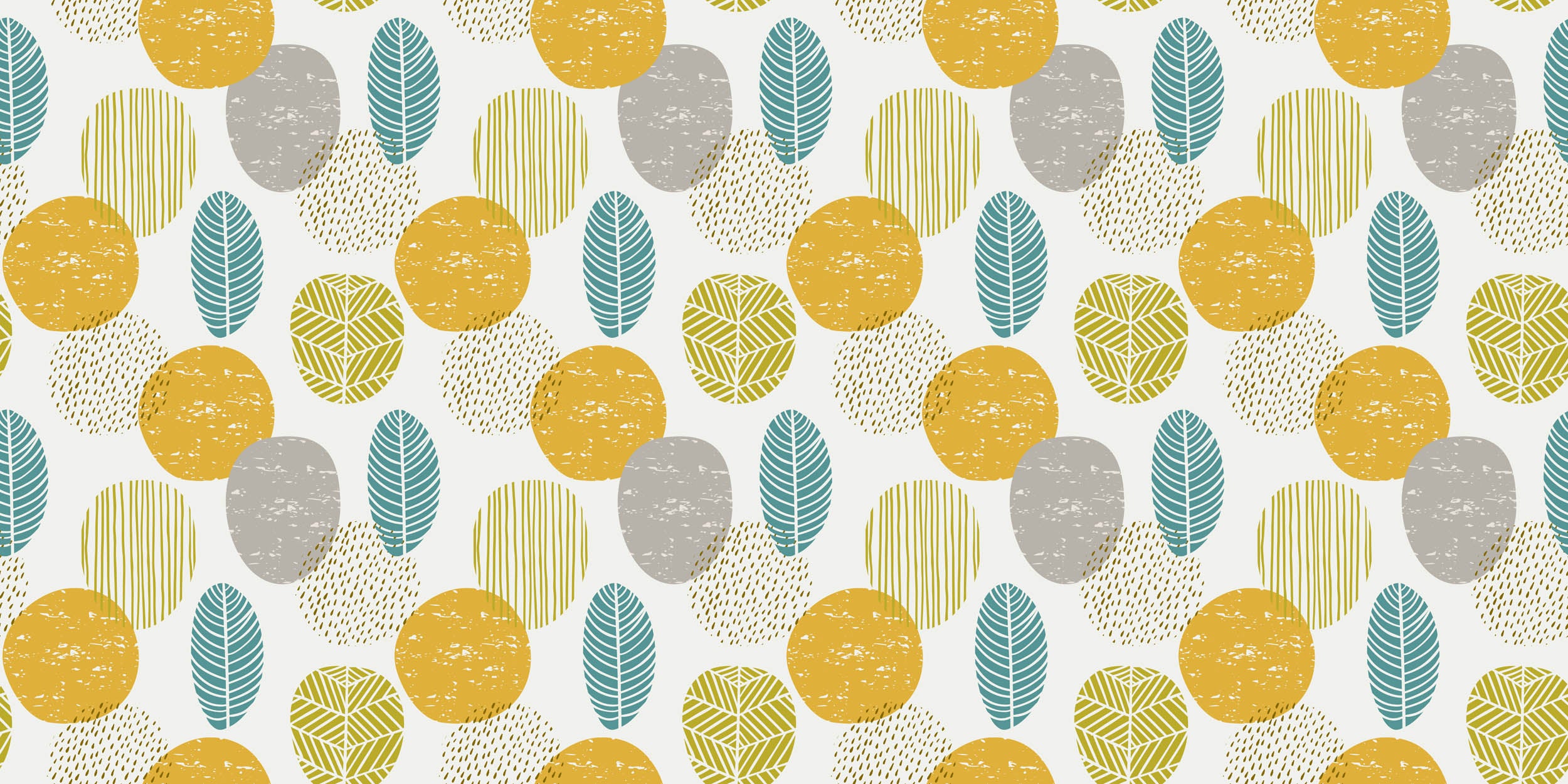 Scandinavisch Blad & Cirkel Patroon - LW00905 Fotobehang