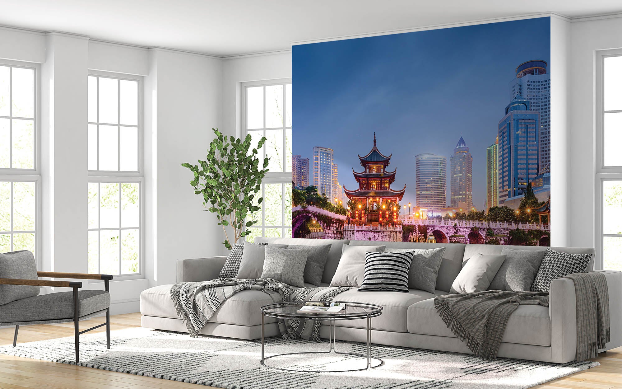 Skyline Jiaxiu Pavilion  - LW00055 Fotobehang