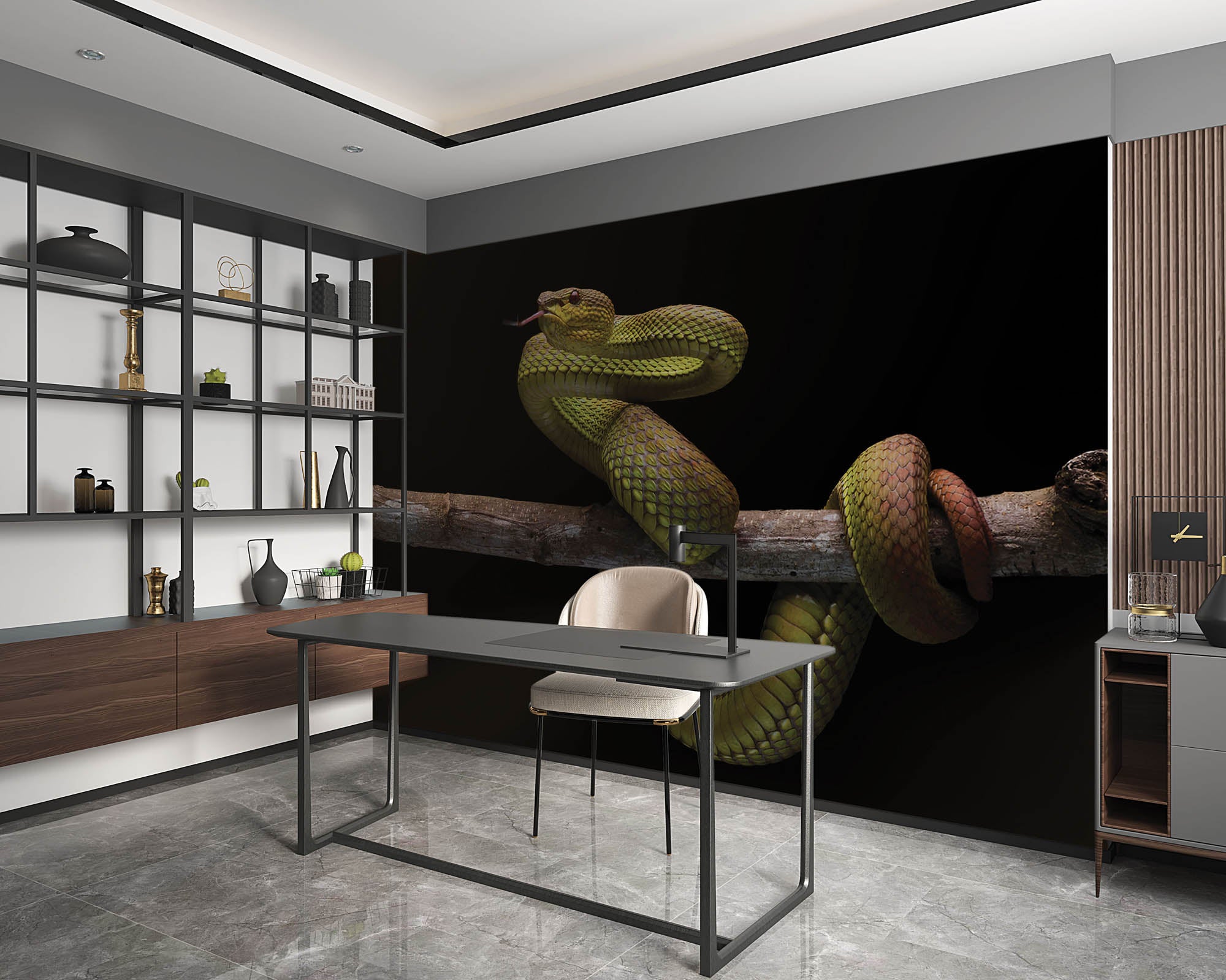 Slang  op tak  - LW00194 Fotobehang