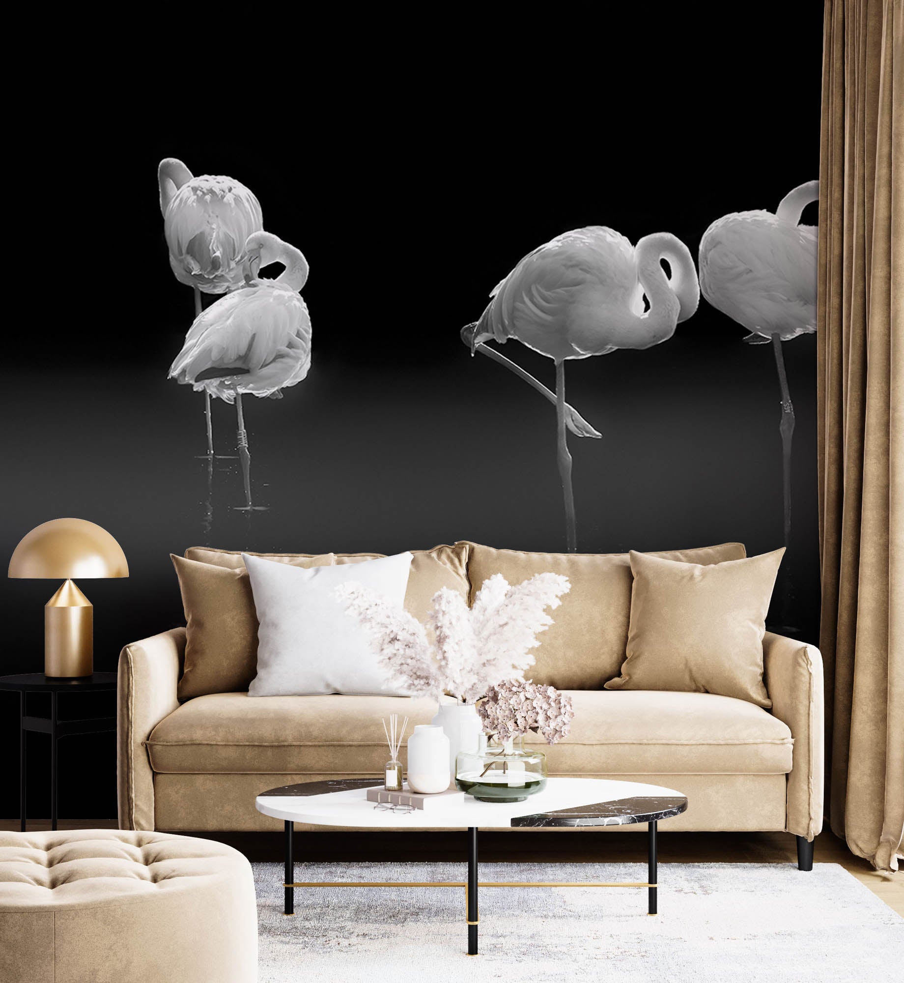 Slapende flamingo's  - LW00241 Fotobehang