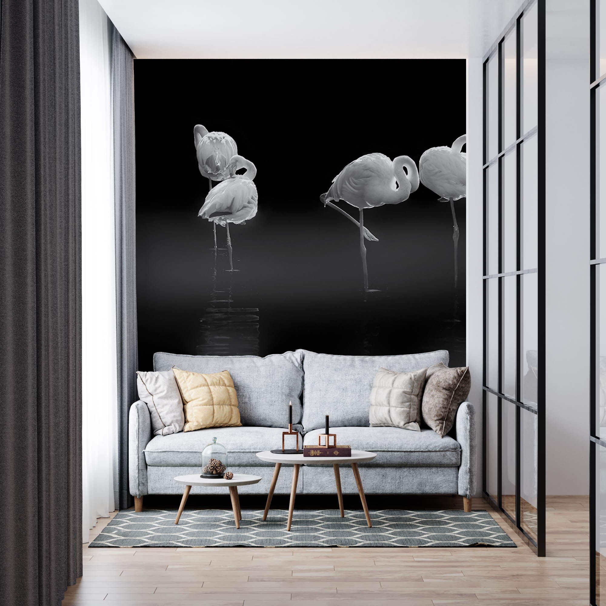 Slapende flamingo's  - LW00241 Fotobehang
