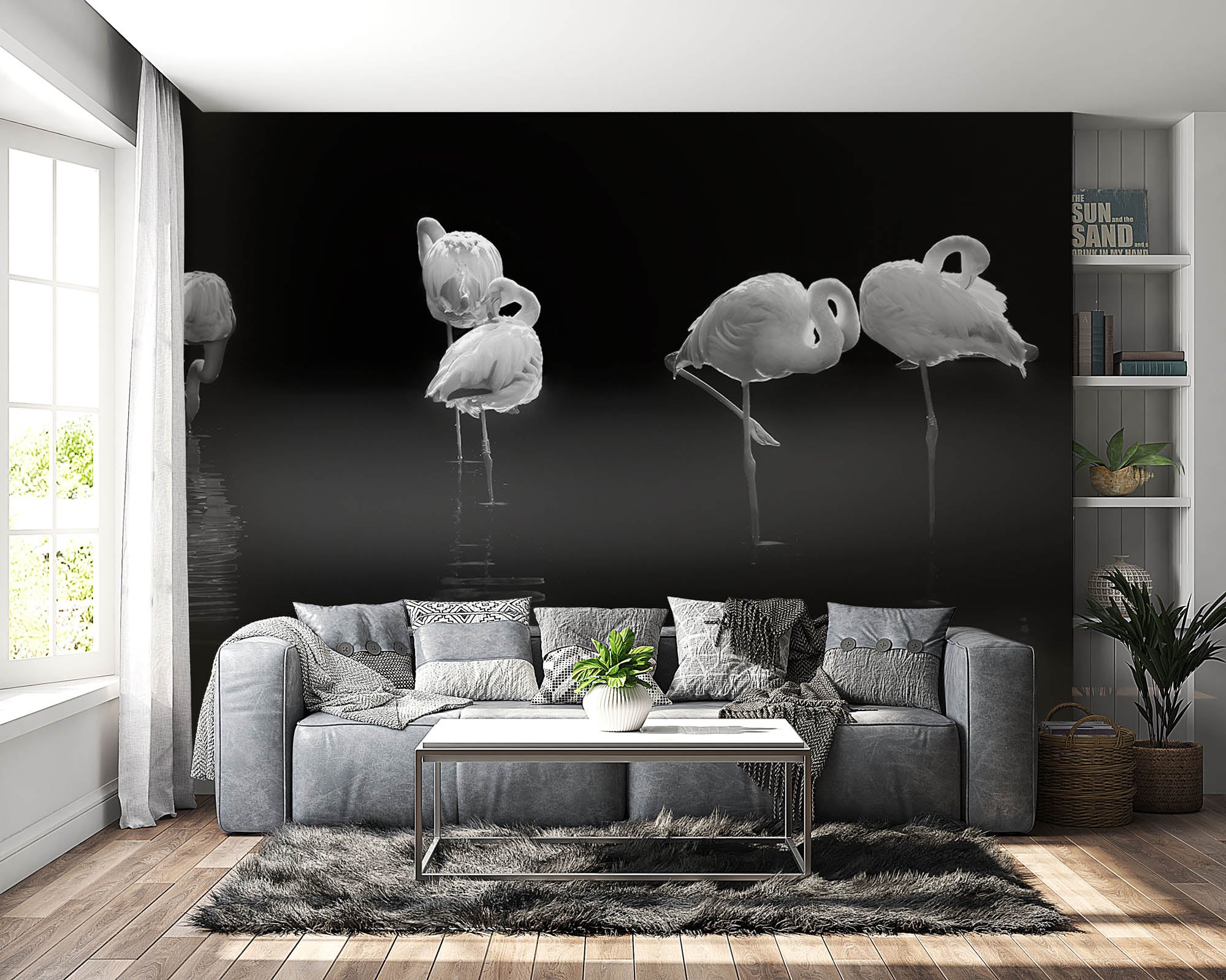 Slapende flamingo's  - LW00241 Fotobehang