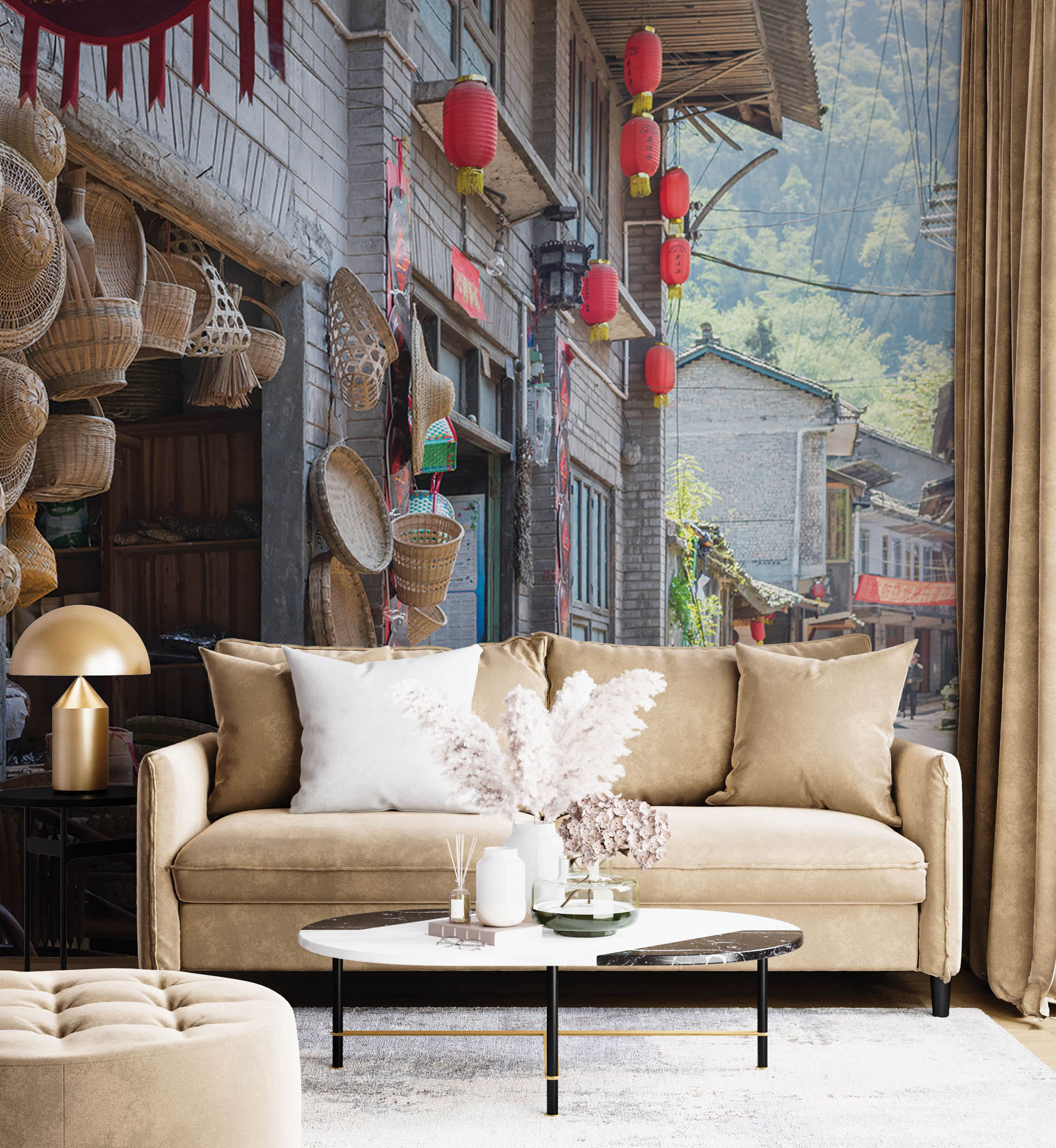 Smal straatje China - LW00084 Fotobehang