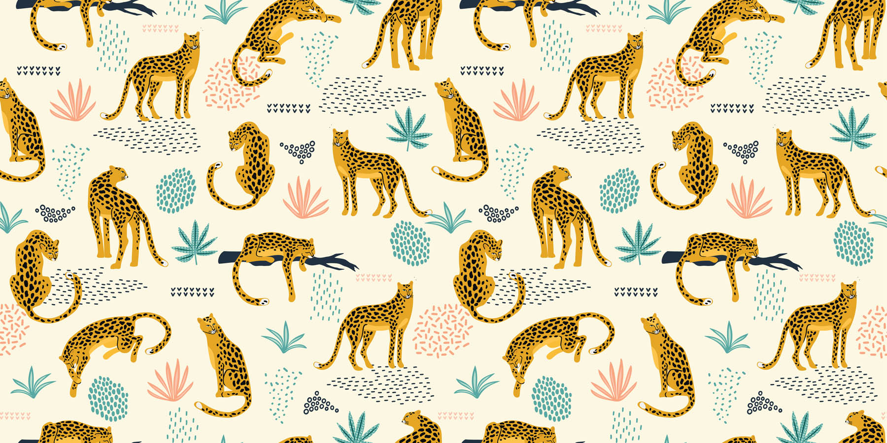 Speels Luipaard Safari Patroon - LW00716 Fotobehang